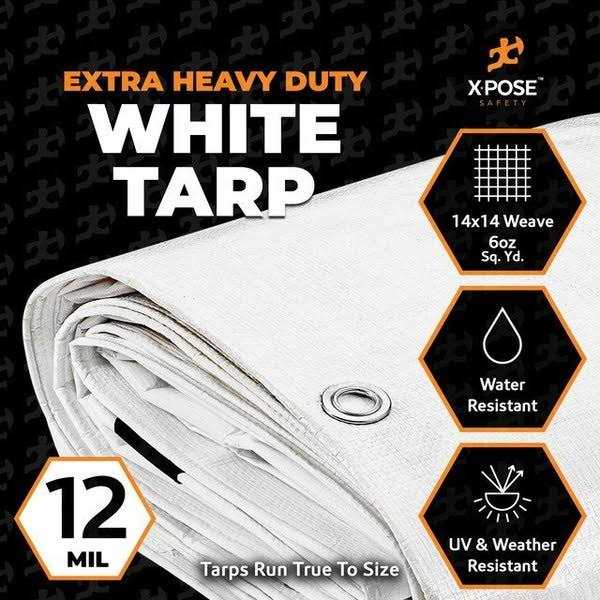Xpose Safety Heavy Duty Poly Tarp 10 Mil Thick Waterproof, UV Blocking Protective Cover - Inhomebuy