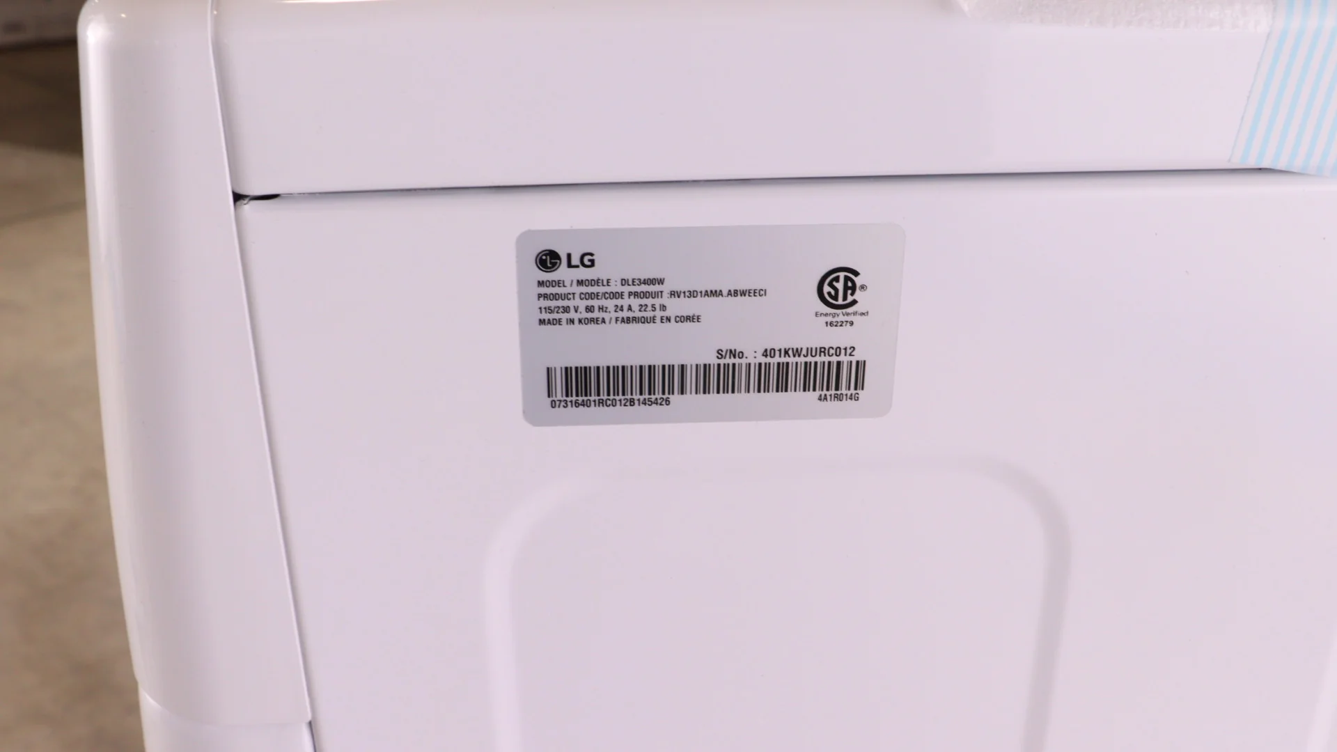LG WHITE 7.4 CU. FT. ULTRA LARGE CAPACITY ELECTRIC DRYER - DLE3400W - Inhomebuy