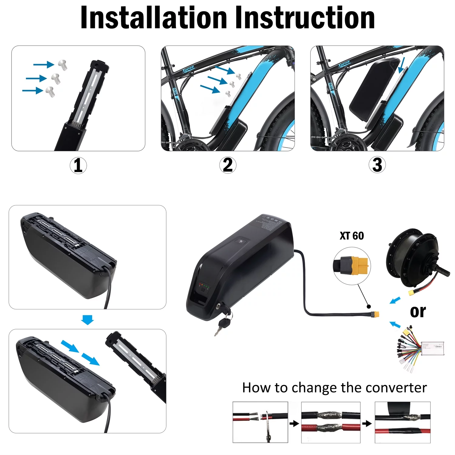 48V 20AH Ebike Battery with Charger 48V Lithium Battery Tricycle Battery for 750W-1500W Adult Electric Bike - Inhomebuy