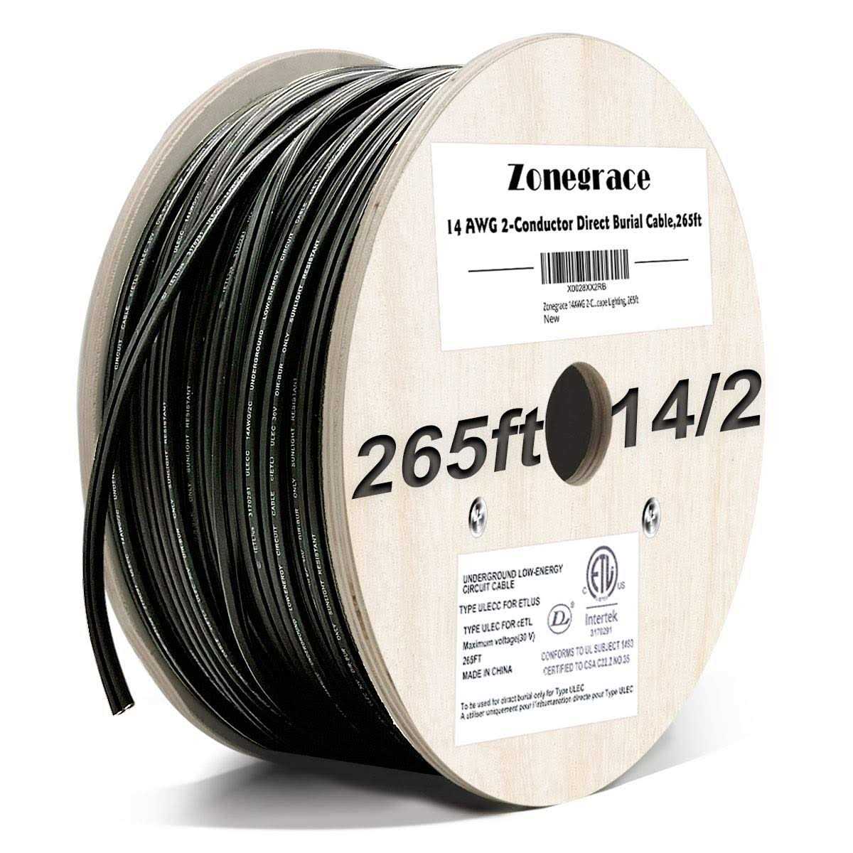 Zonegrace 12awg 2-Conductor 12/2 Direct Burial Wire for Low Voltage Landscape Lighting - Inhomebuy