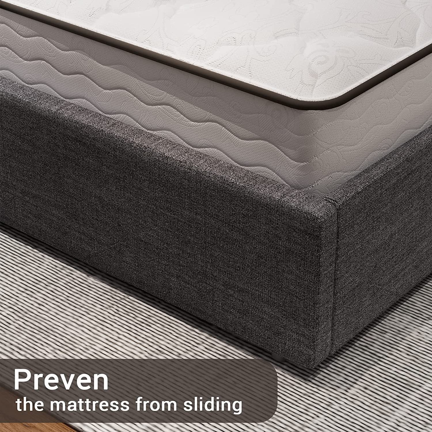 ADORNEVE Queen Size LED Bed Frame with Drawers, Upholstered Platform Bed with 2 USB Charging Station, No Box Spring Needed, Light Grey - Inhomebuy