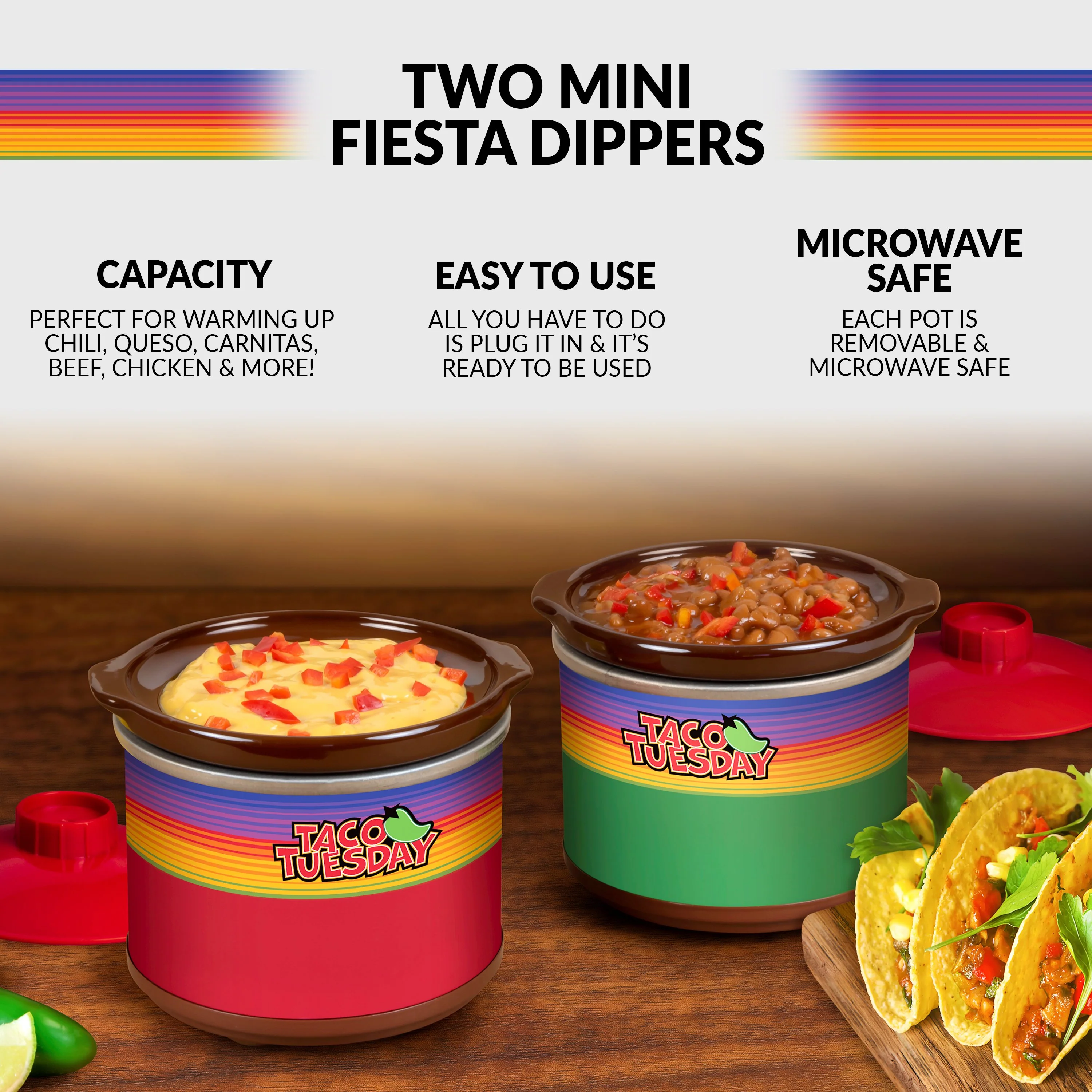 Taco Tuesday Two 0.65-Quart Mini Fiesta Dippers - Inhomebuy