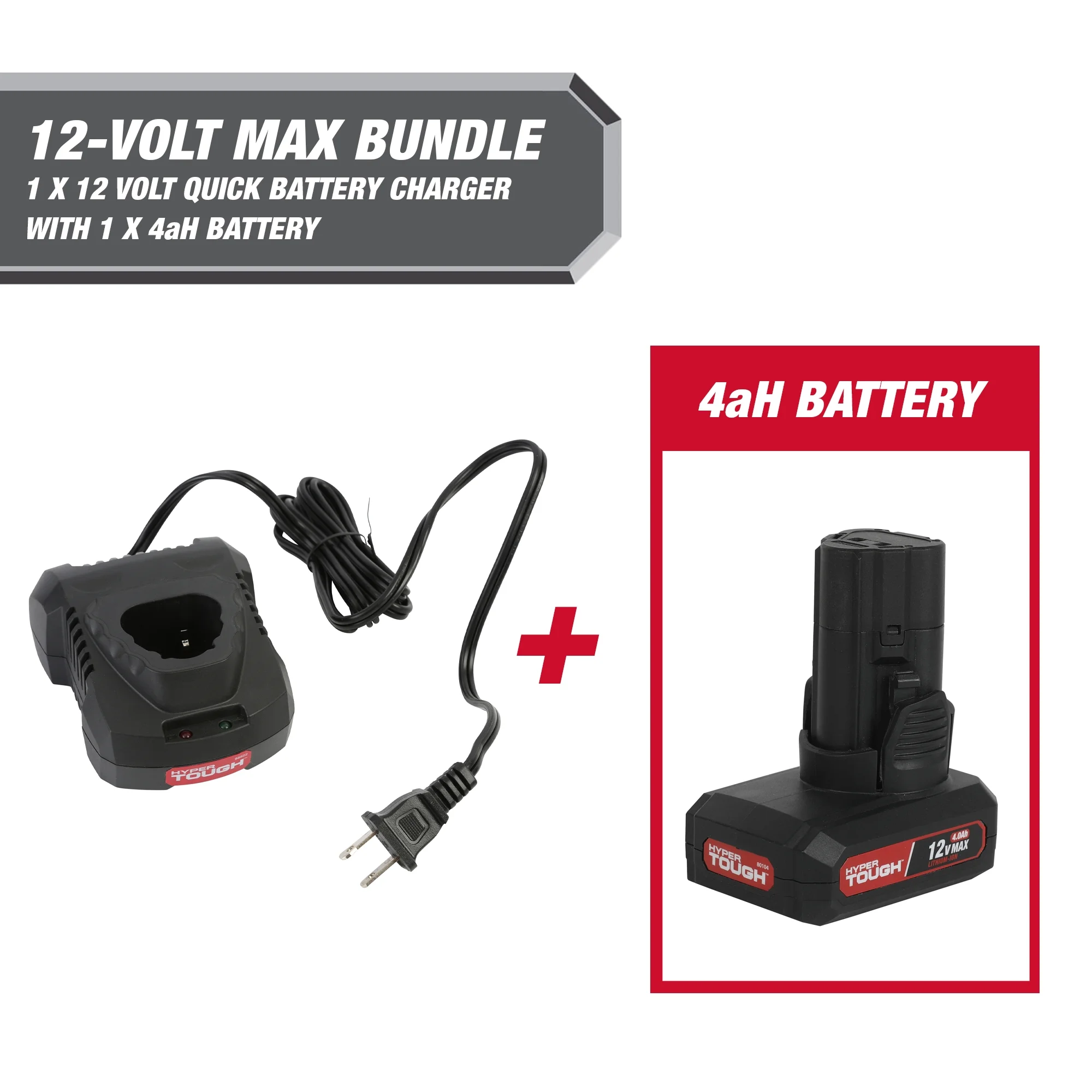Hyper Tough 12-Volt 4 Ah Battery Plus Fast Charger, 98822 - Inhomebuy