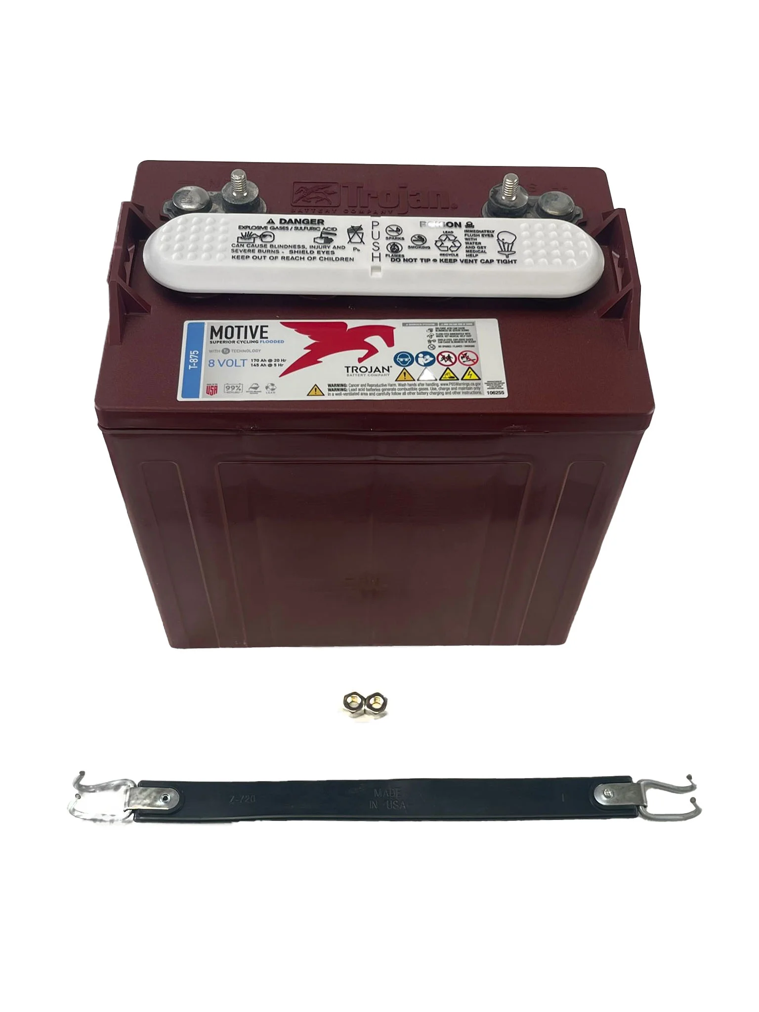 Trojan T-875 8V 170Ah Flooded Lead Acid GC2 Deep Cycle Battery x6 - Inhomebuy