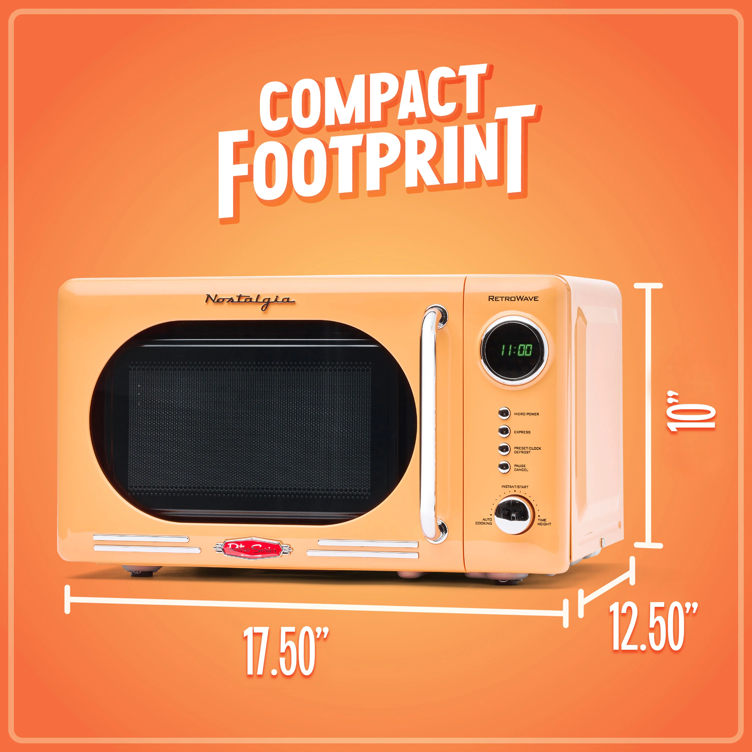Retro 0.7 Cubic Foot 700-Watt Countertop Microwave Oven - Orange - Inhomebuy