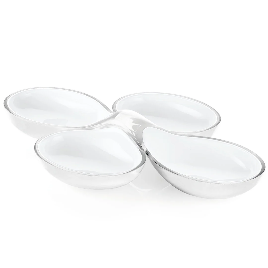 Two-Tone Set of 2 Interlocking Dishes Vintage Clear - Inhomebuy