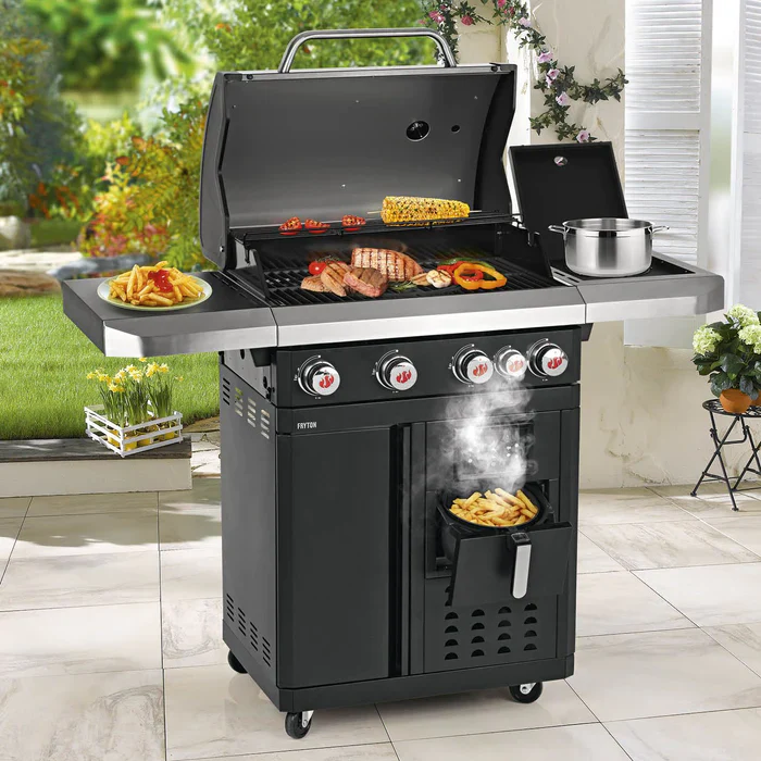 Fryton Cook 4.1 Gas BBQ With 3.5L Airfryer Black - Inhomebuy