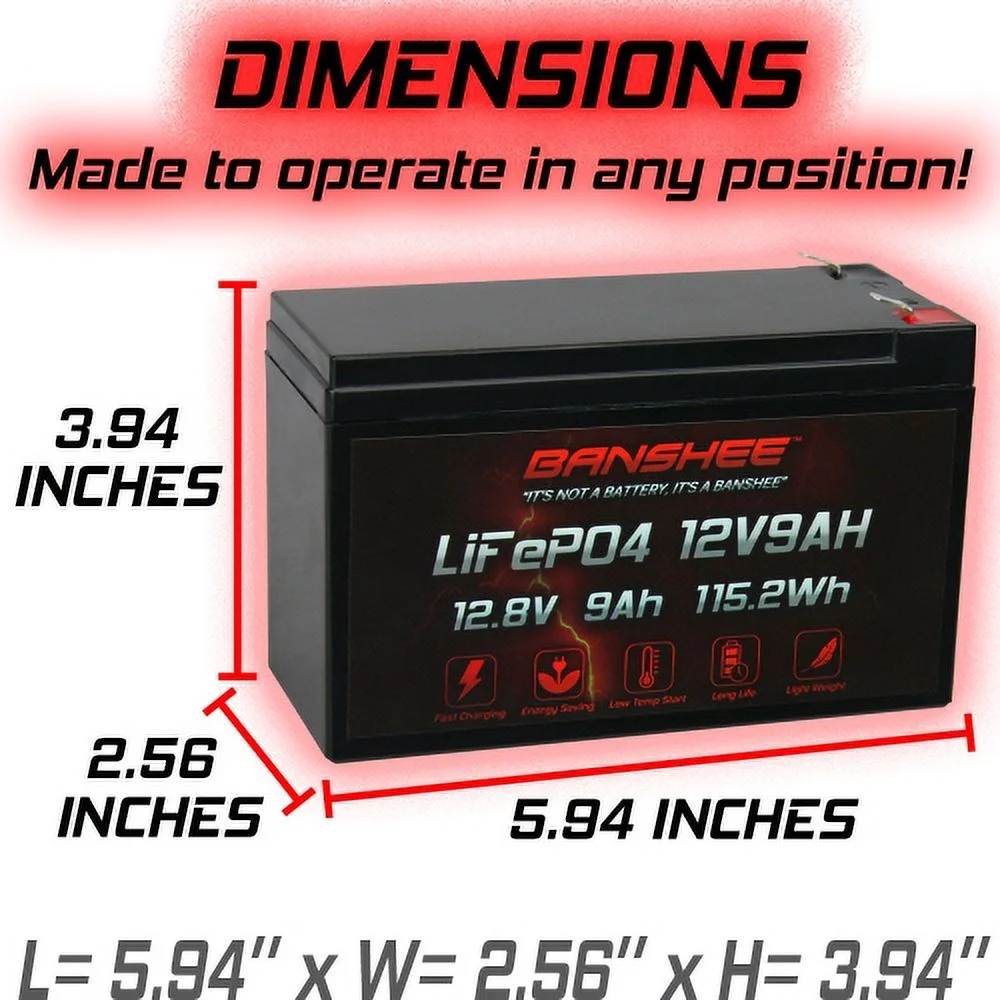 12 Volt 9AH Deep Cycle Rechargeable Lithium ion Battery Perfect for Replace UPS System Fish Finder Battery Maintenance-Free Built in BMS - Inhomebuy