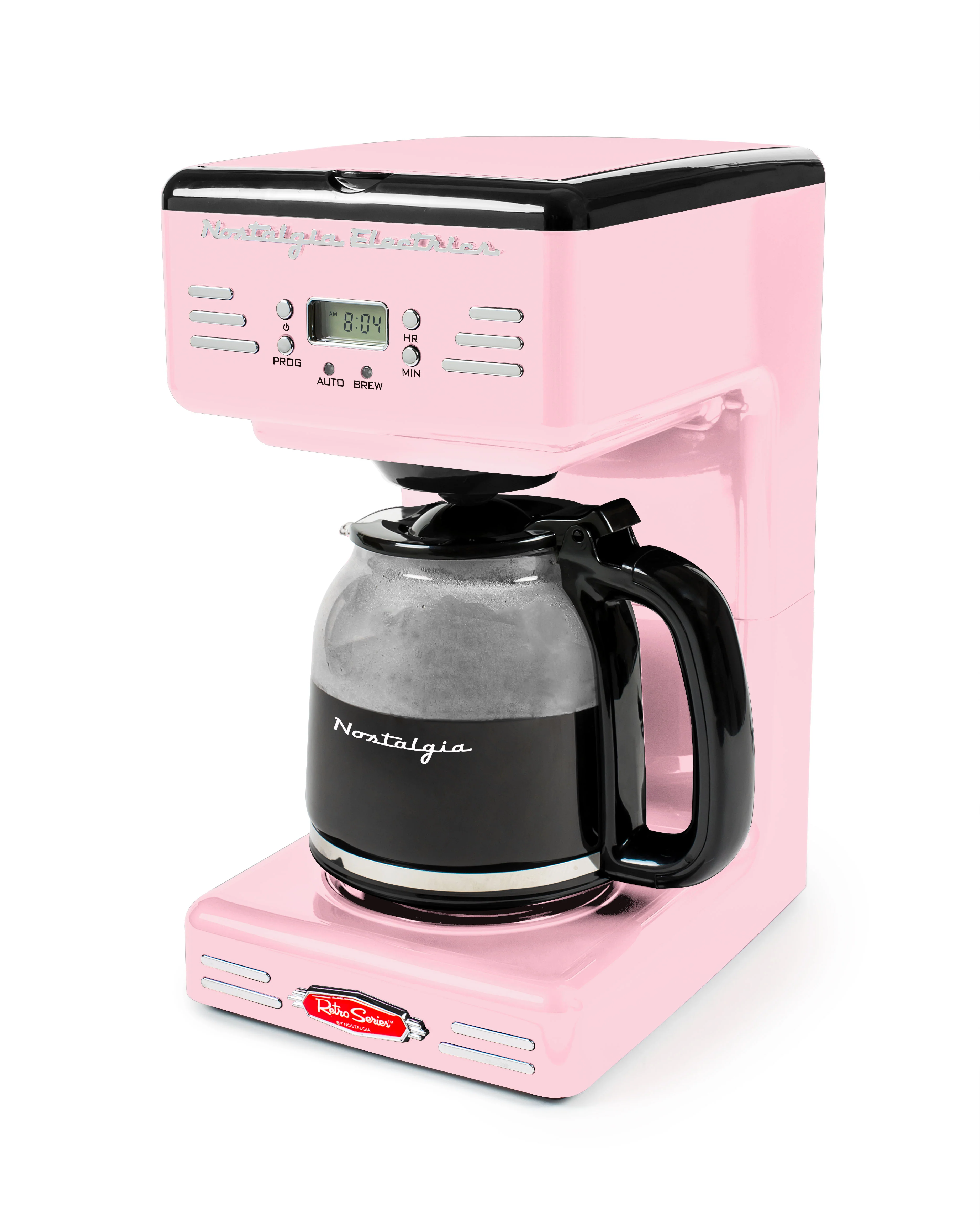 Retro 12-Cup Coffee Maker, Pink - Inhomebuy