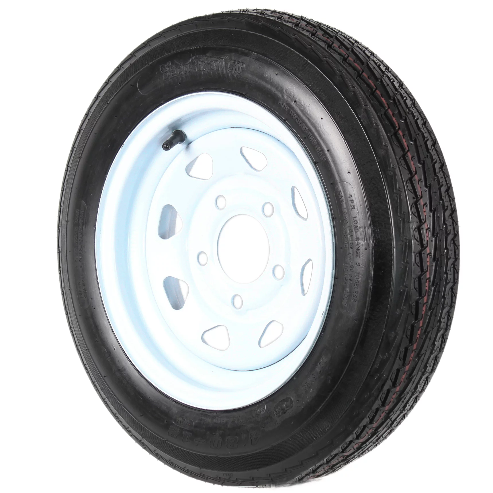 Trailer Tire On Rim 4.80-12 480-12 4.80 X 12 12 in. LRB 5 Lug Wheel White Spoke - Inhomebuy