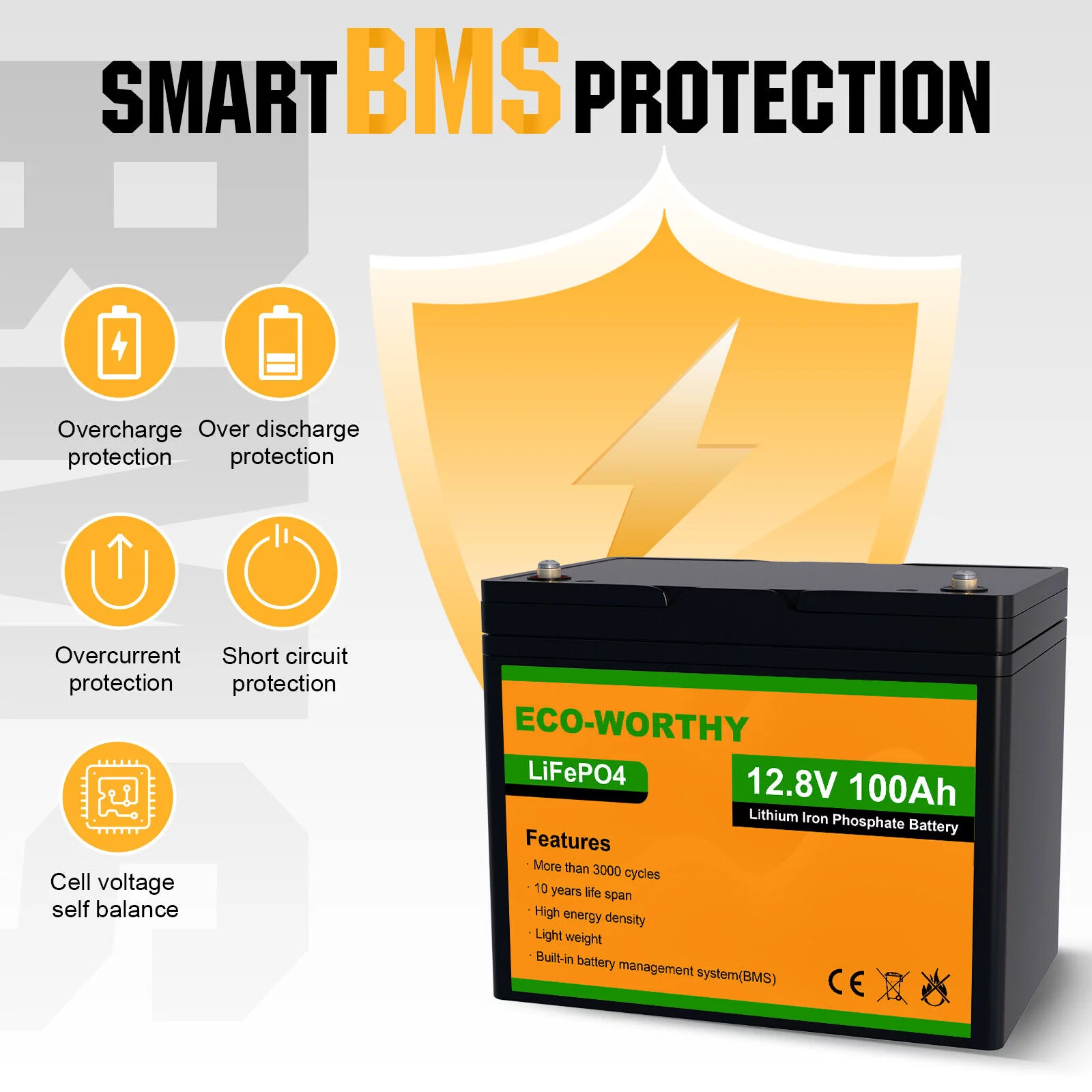 Eco-Worthy 12V 20AH Lithium Battery LiFePO4 Battery Deep Cycle for Outdoor Camping RV Boat Solar System - Inhomebuy