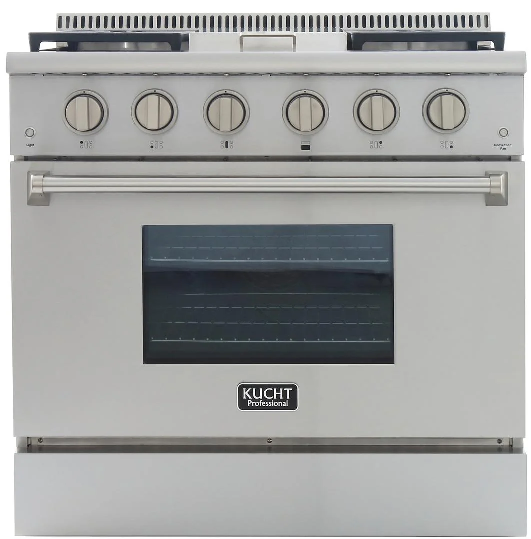 Kucht Professional 36 in. 5.2 cu ft. Propane Gas Range with Griddle and Silver Knobs, KRG3609U/LP-S - Inhomebuy
