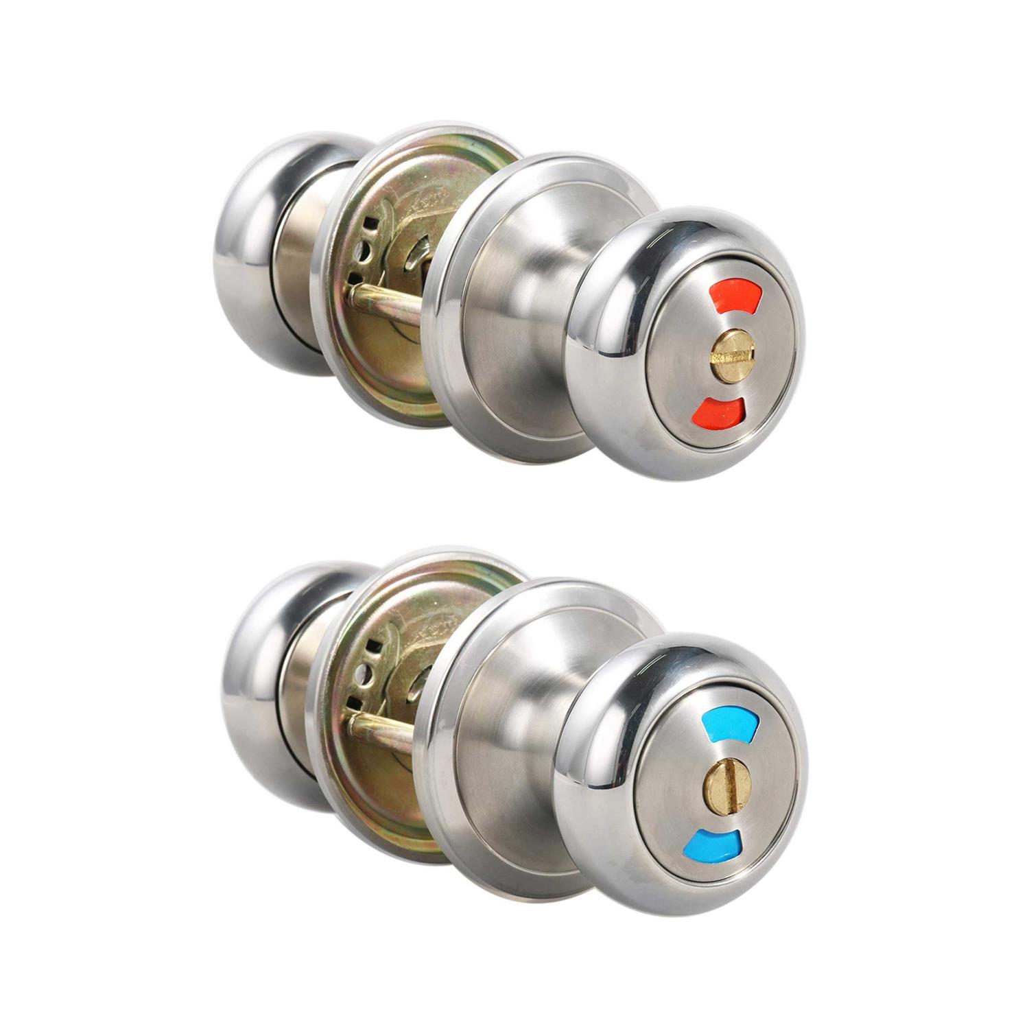 Mutex Bathroom Door Lock Knob, Color Indicator for Vacant or Occupied in Use Restroom - Inhomebuy