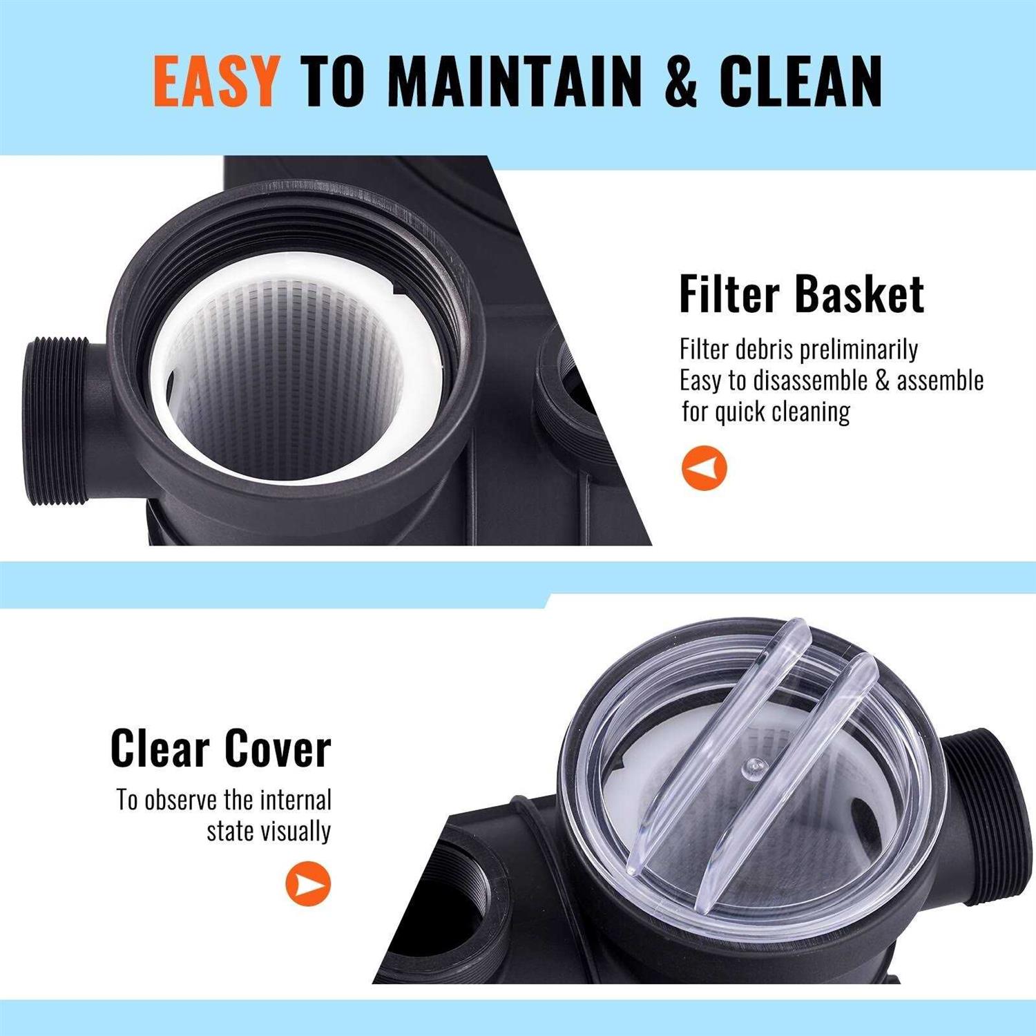 VEVOR Sand Filter Pump GPH Swimming Pool Pump Filter Set with 6-Way Multi-Port Valve Pool - Inhomebuy