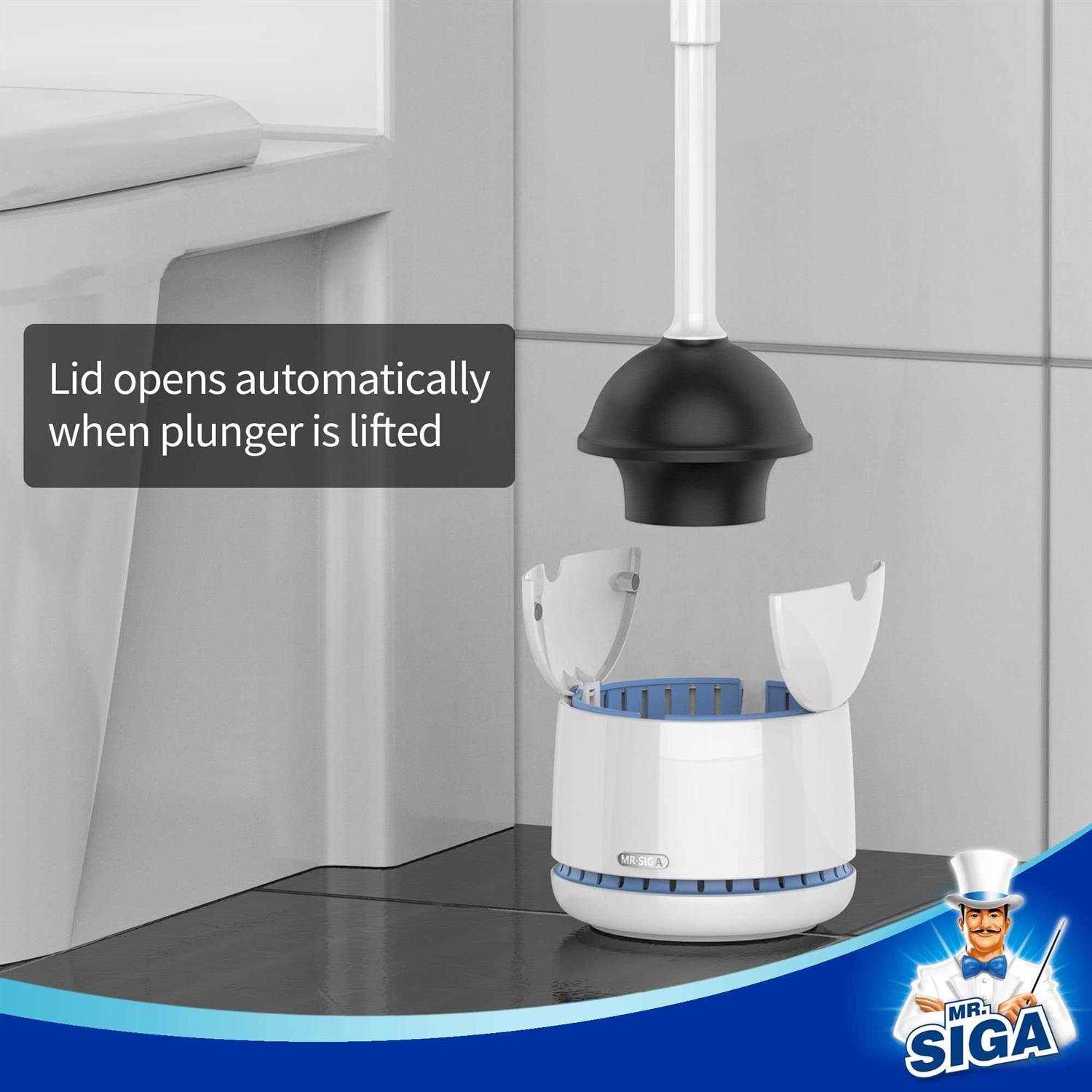 Mr.siga Toilet Plunger with Holder, Heavy Duty Toilet Plunger and Holder Combo for Bathroom Cleaning - Inhomebuy