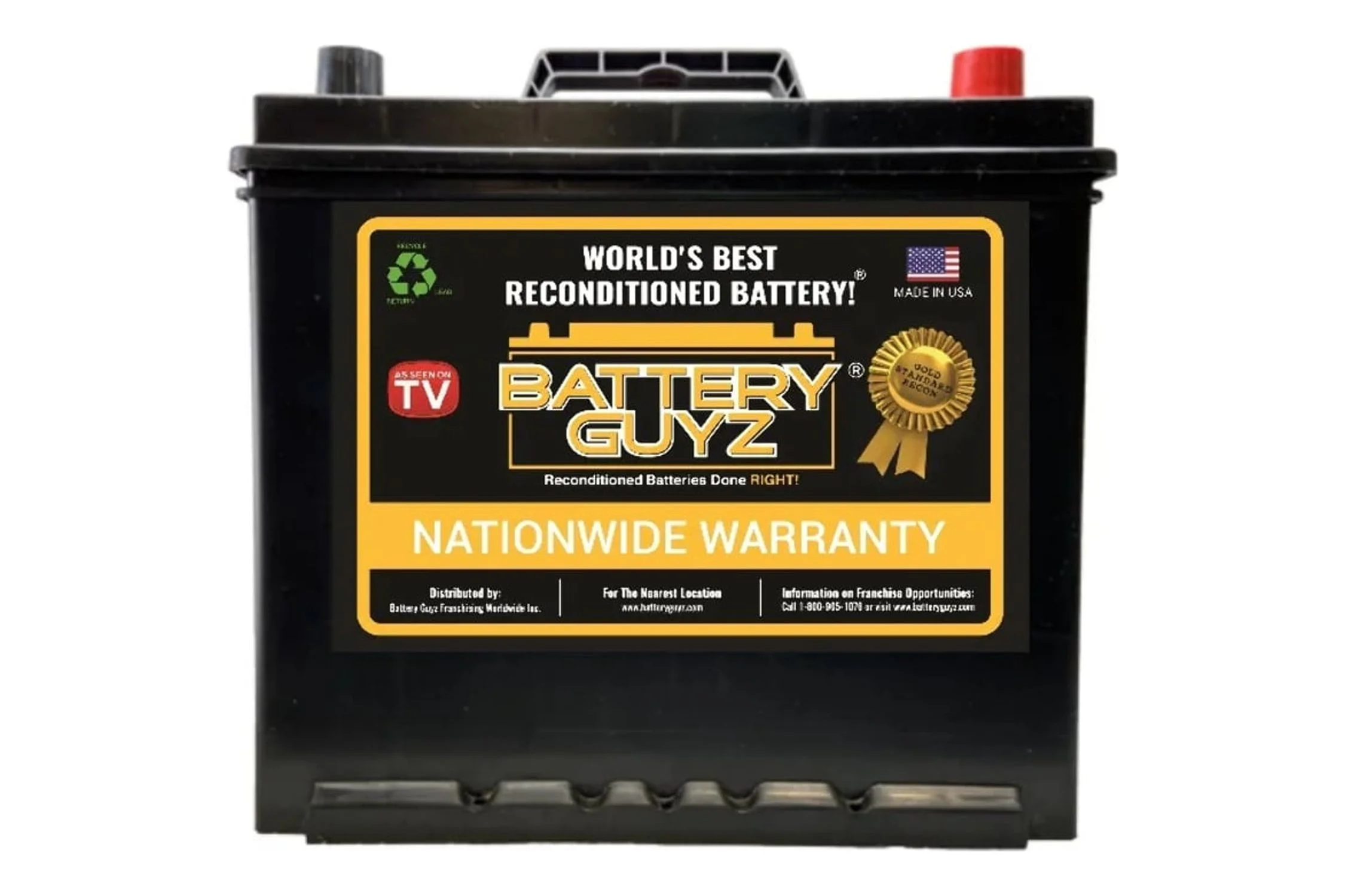 Battery Guyz Reconditioned Gold Lead Acid Automotive Battery, Group Size 35 ,12 Volt, 525 CCA, Refurbished - Inhomebuy
