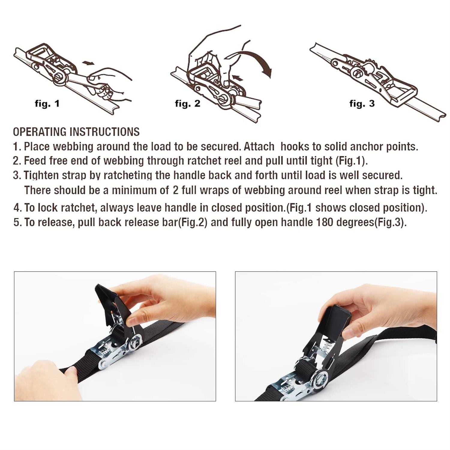 XSTRAP STANDARD Ratchet Tie Down Straps 8PK 1 x 10 ft - Inhomebuy