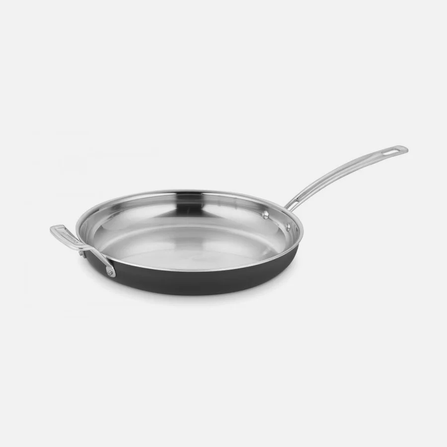 Cuisinart 12'' MultiClad Unlimited Skillet w/helpr | MCU22-30HN | outside anodized, inside s/s - Inhomebuy
