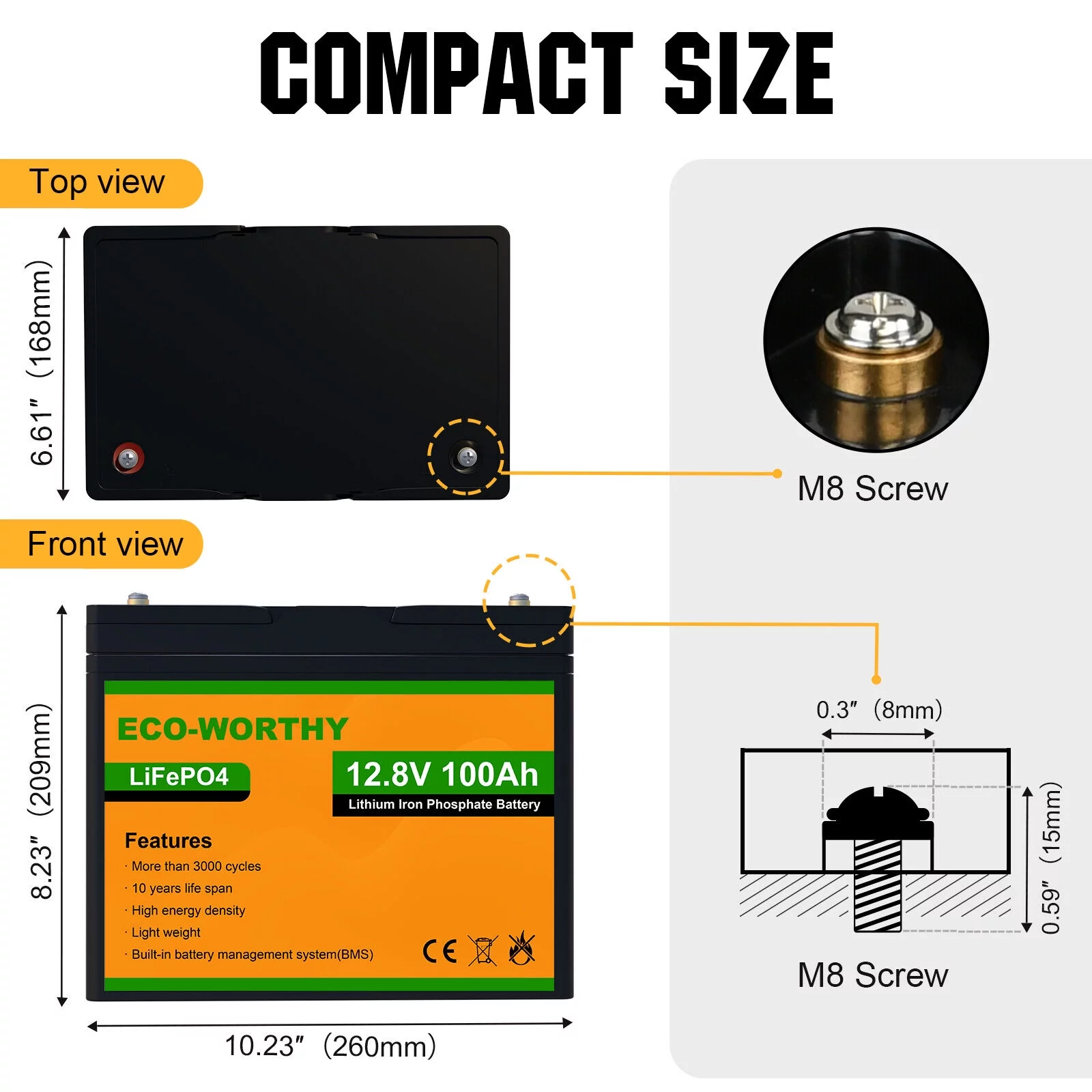 Eco-Worthy 12V 20AH Lithium Battery LiFePO4 Battery Deep Cycle for Outdoor Camping RV Boat Solar System - Inhomebuy