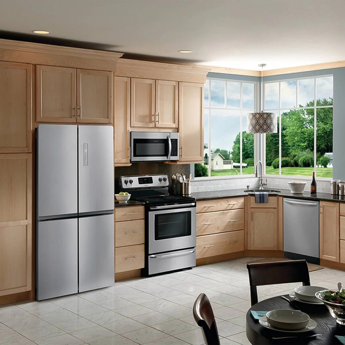 FRIGIDAIRE 33 IN 17.4 CU FT. STAINLESS STEEL FRENCH FOUR DOOR REFRIGERATOR WITH ADJUSTABLE FREEZER S - Inhomebuy