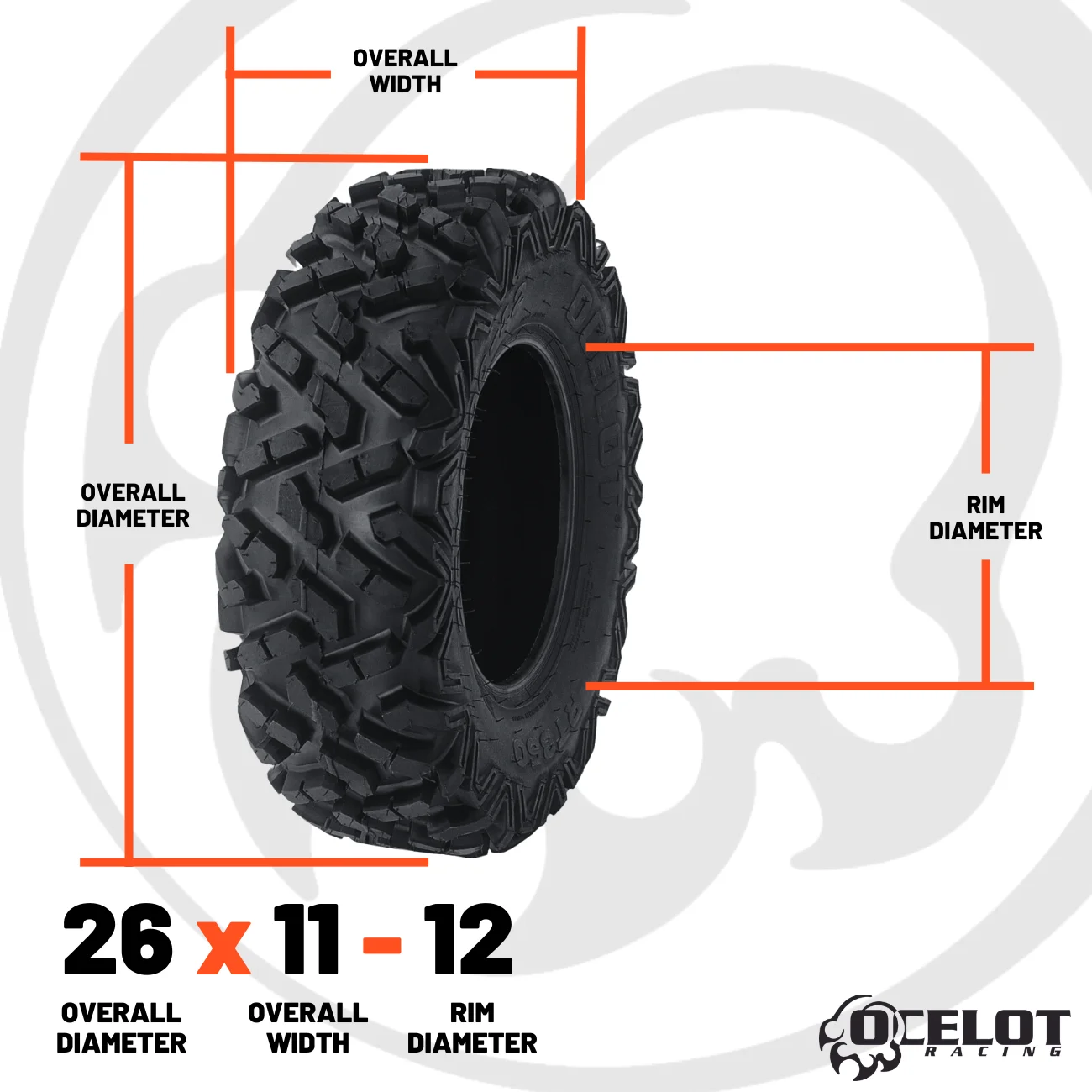 26 x 11 - 12 Ocelot RT350 ATV/UTV Tire - Inhomebuy