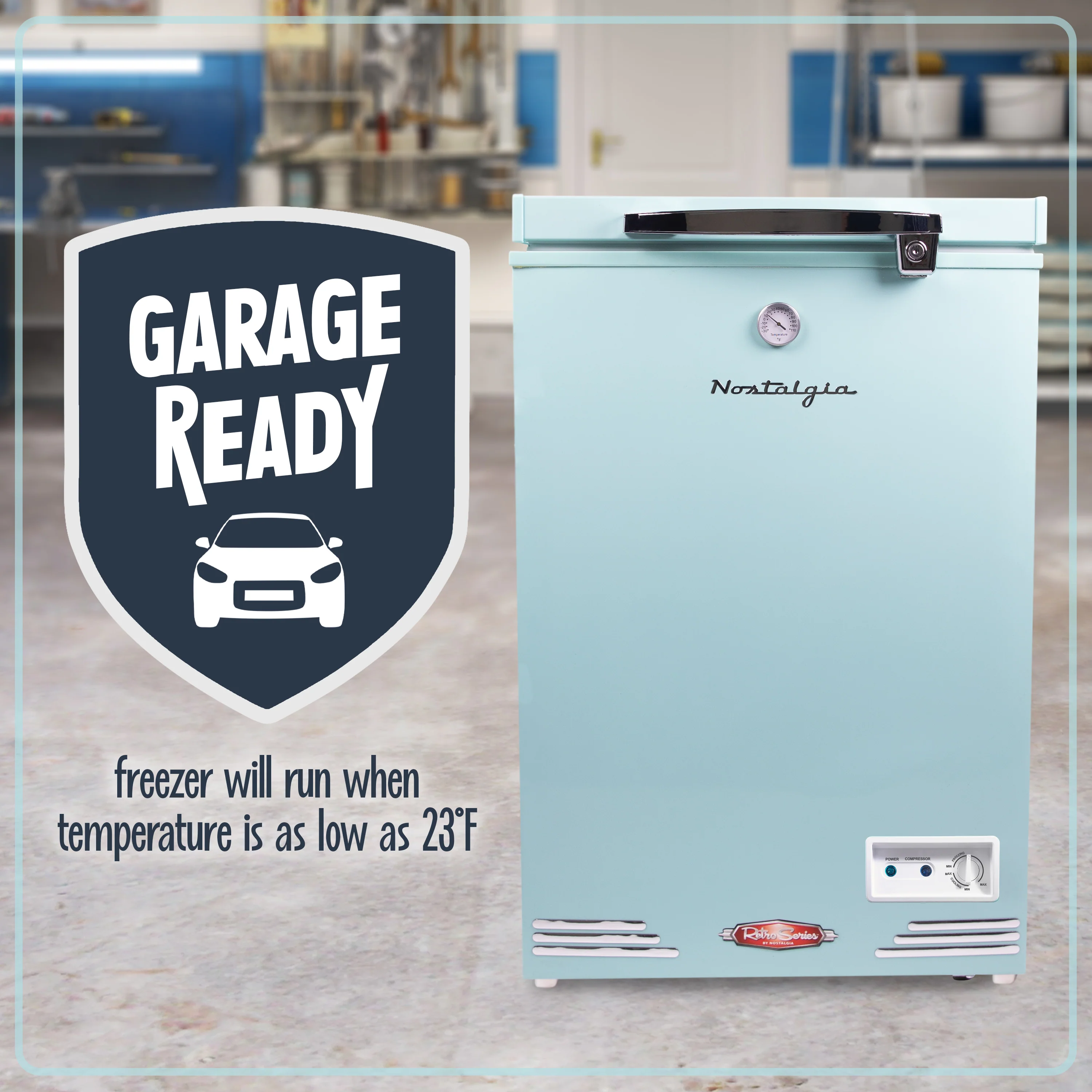 Classic Retro 3.5 Cu.Ft. Refrigerator & Chest Freezer, Aqua - Inhomebuy