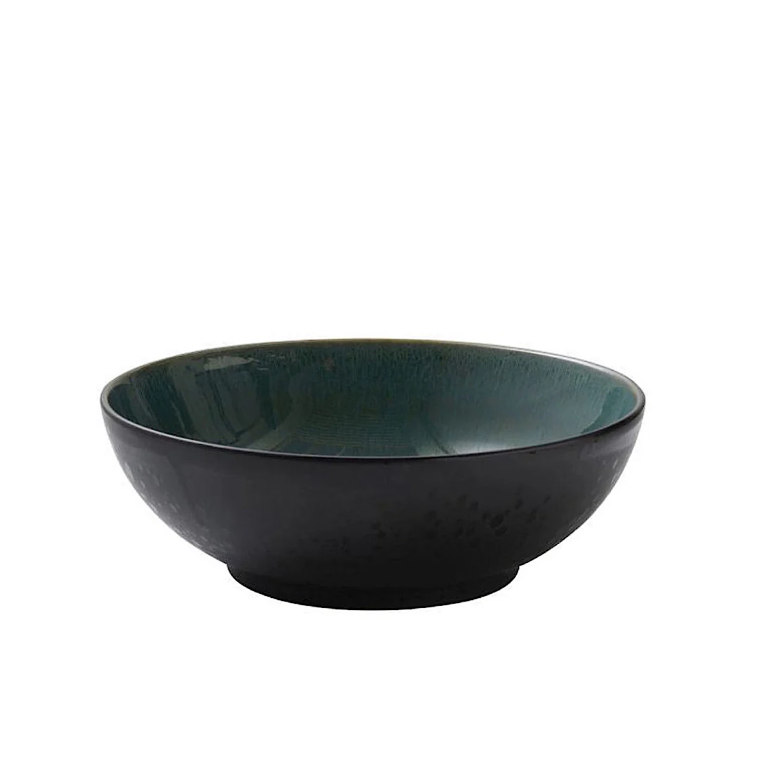 Stoneware Salad Bowl 30cm Black Green - Inhomebuy