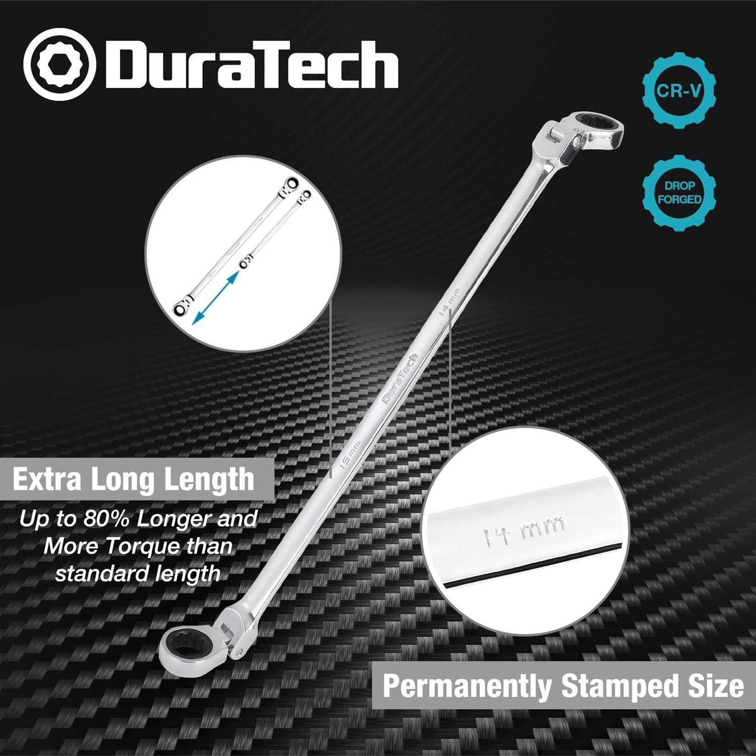 DURATECH Extra Long Flex-Head Ratcheting Wrench - Inhomebuy