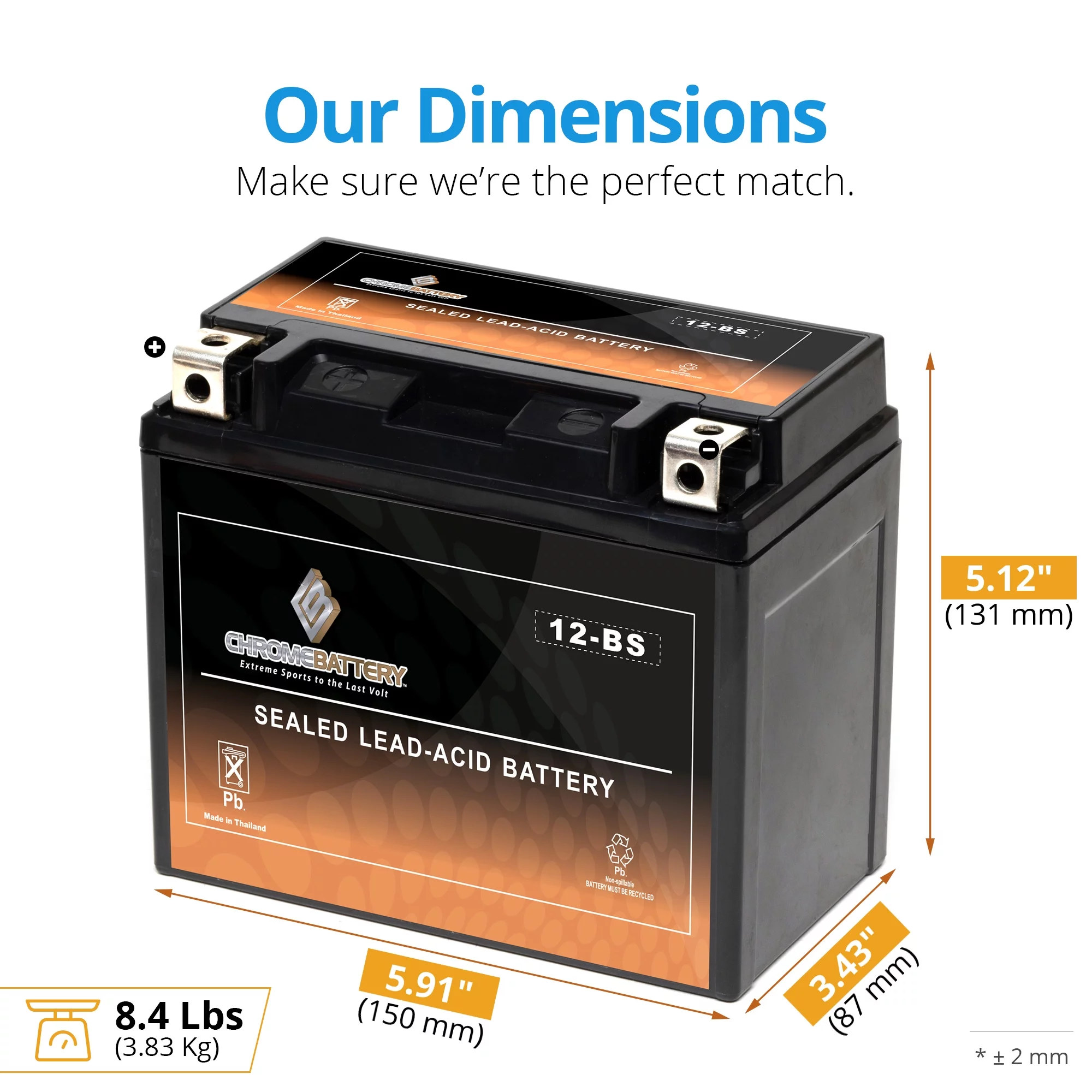 Chrome Pro Battery Ytx12-Bs Igel Power Sports Battery Replaces 12-Bs Etx12 Gtx12-Bs Cytx12-Bs Ctx12-Bs - Inhomebuy