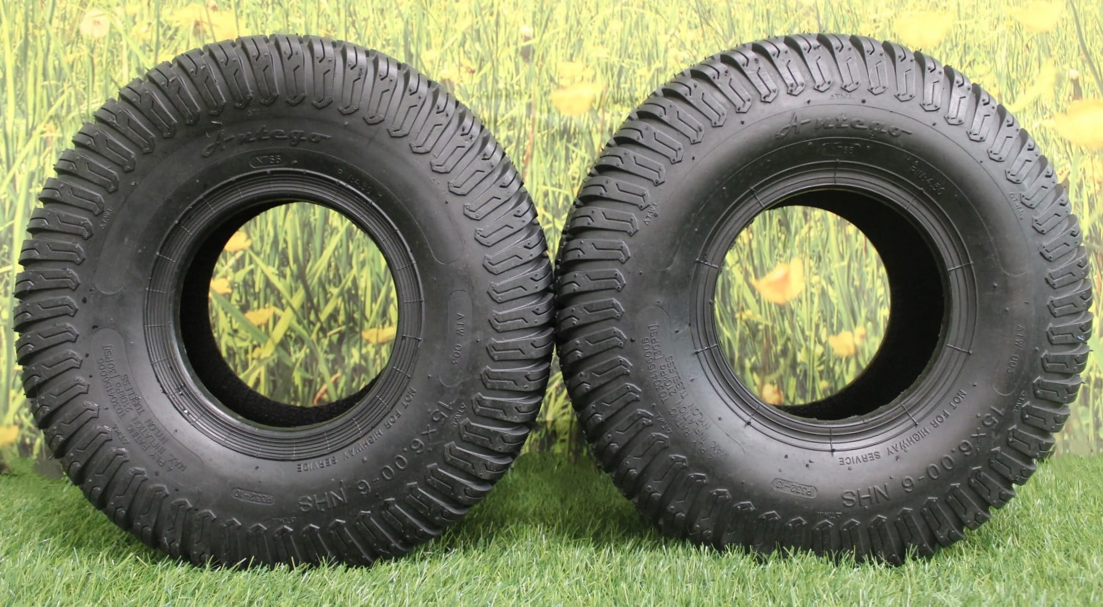 Antego Tire and Wheel 15x6.00-6 4 PLY Turf Tires for Lawn & Garden (Set of Two) ATW-003 - Inhomebuy
