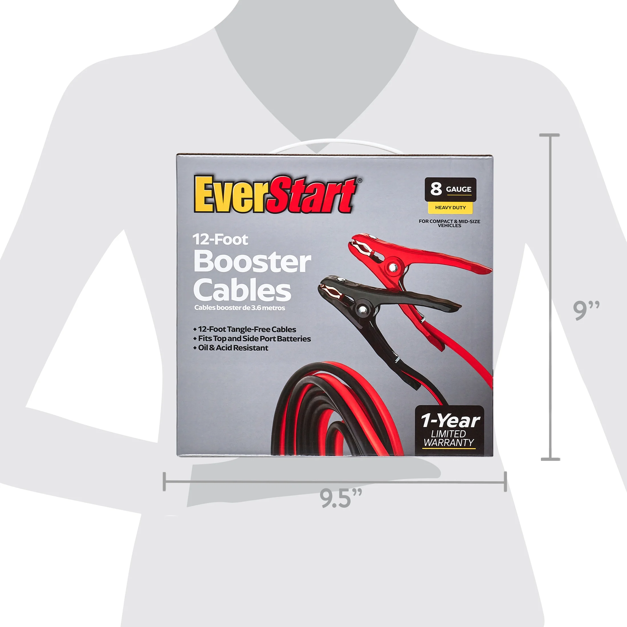 EverStart 8-Gauge Heavy Duty 12-Foot Booster Cables, 165 Amps - Inhomebuy