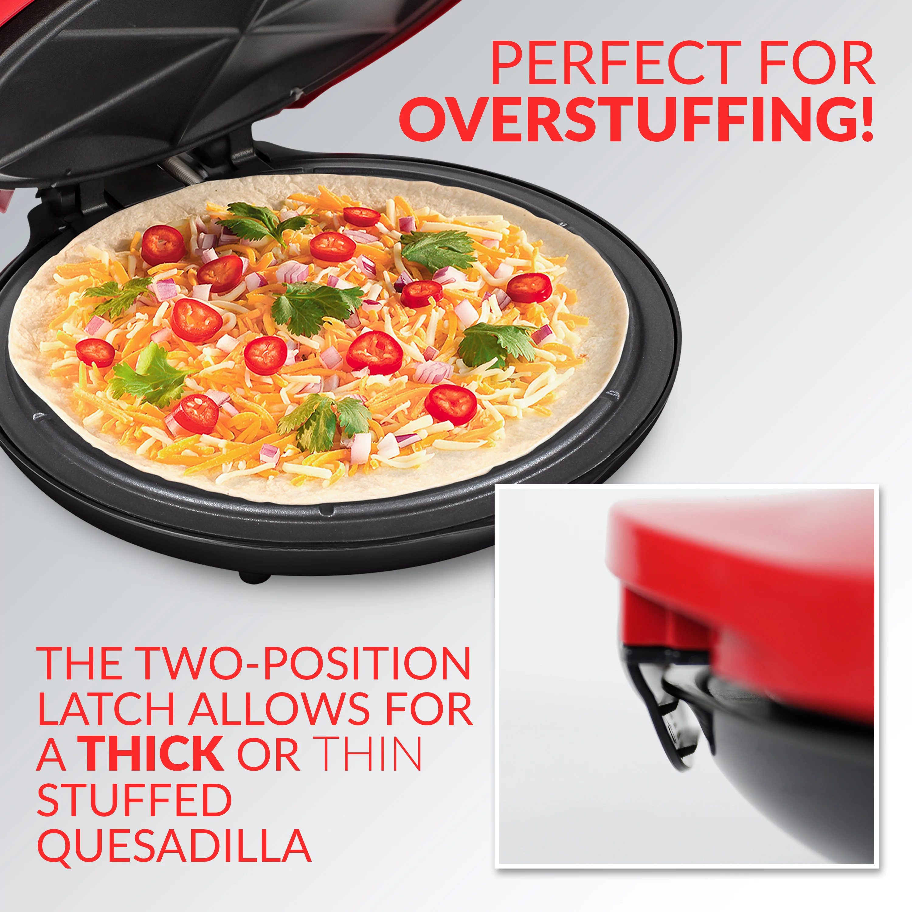 Taco Tuesday Deluxe 10-Inch 6-Wedge Electric Quesadilla Maker with Extra Stuffing Latch - Inhomebuy