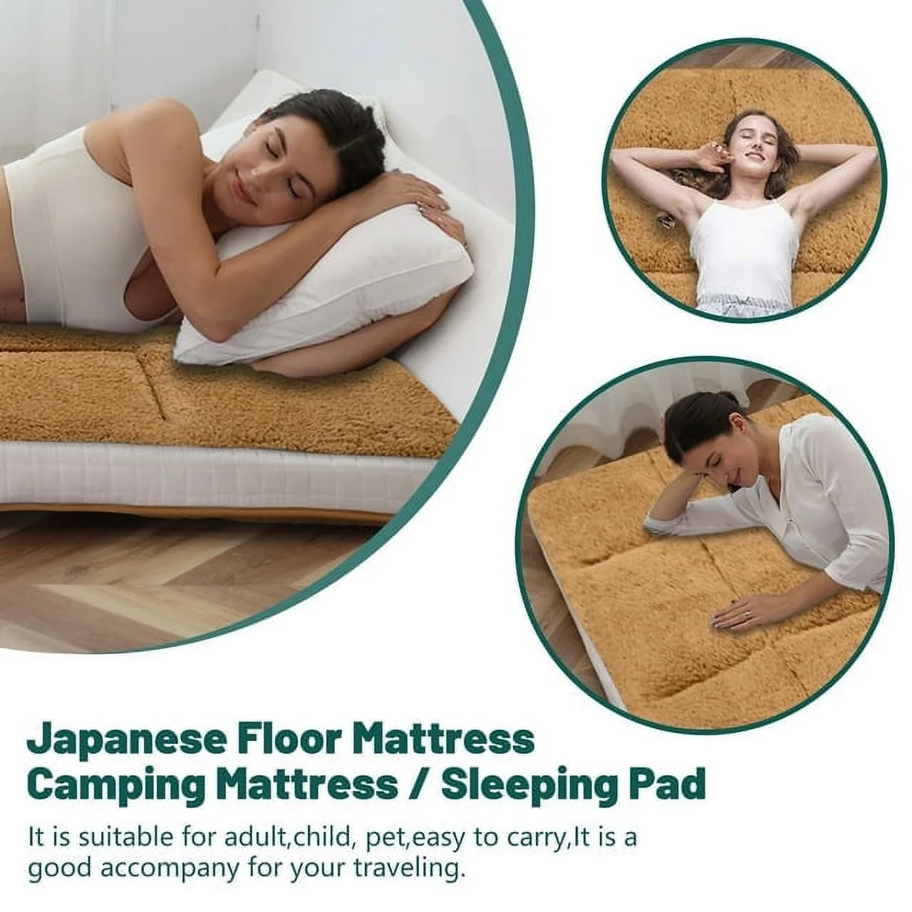 ABORON Japanese Floor Mattress, Upgraded Reversible Winter Futon Mattress Foam Mattress, 4