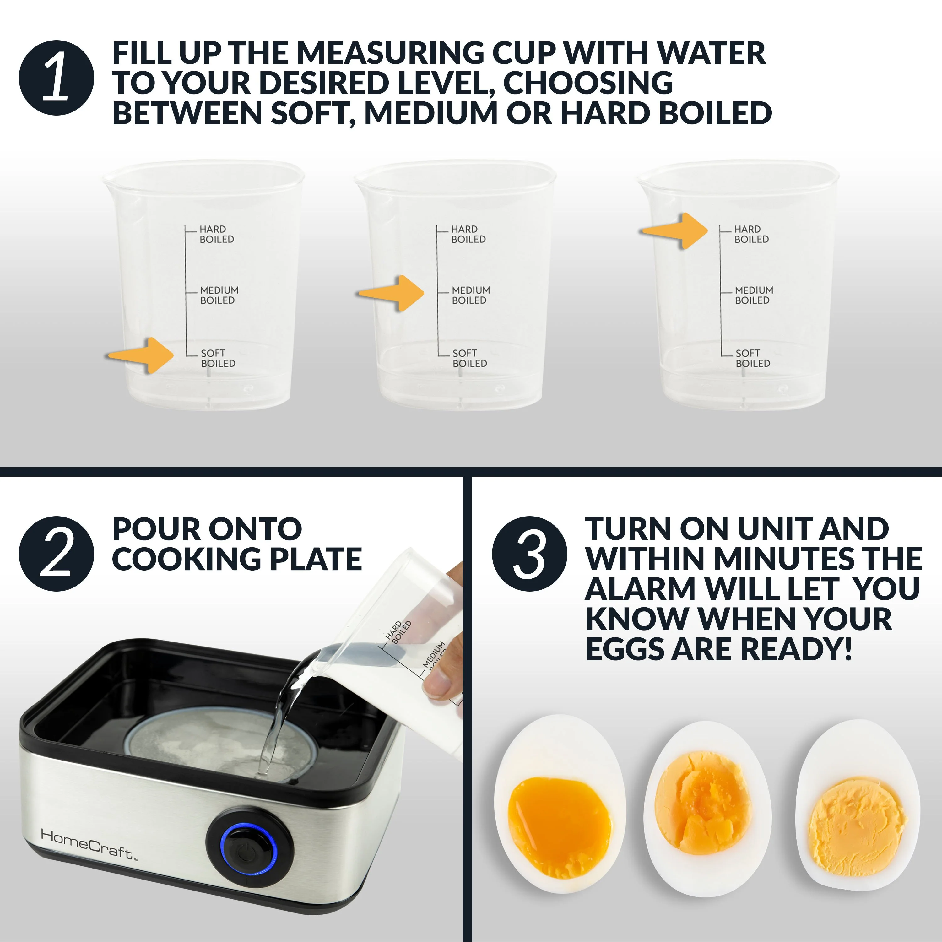 HomeCraft 8-Egg Cooker with Buzzer - Inhomebuy
