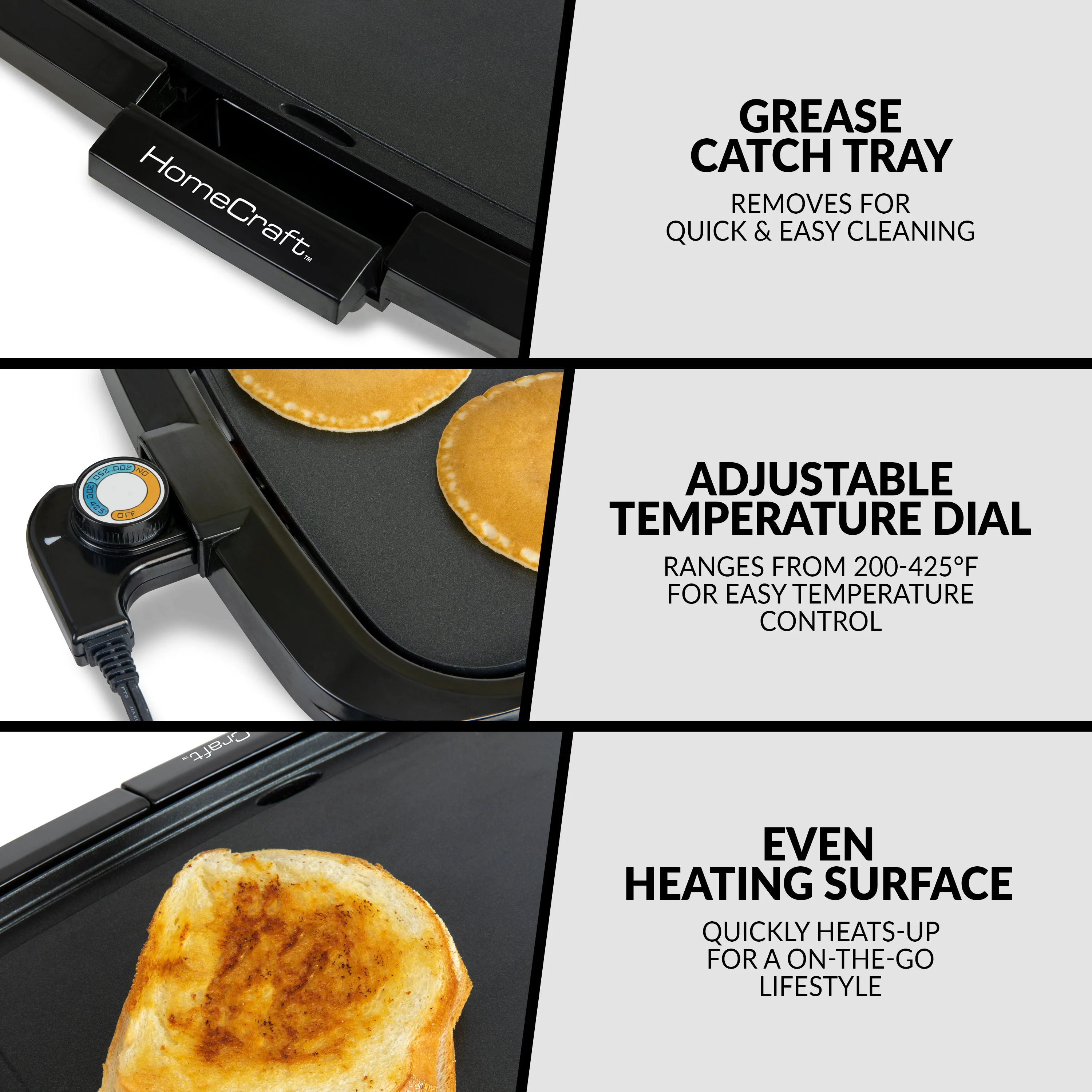 HomeCraft Non-Stick Griddle With Warming Drawer - Inhomebuy