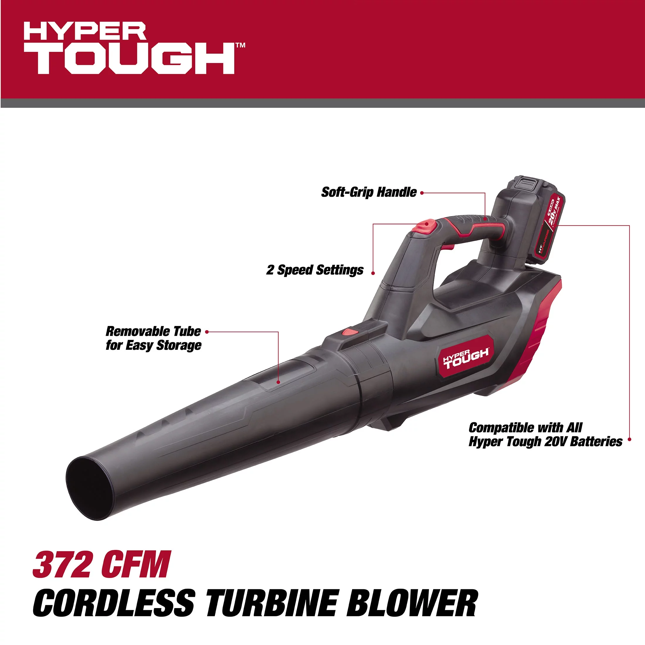 Hyper Tough 20V Max 90 mph 372 CFM 20V 4.0Ah Cordless Handheld Blower - Inhomebuy