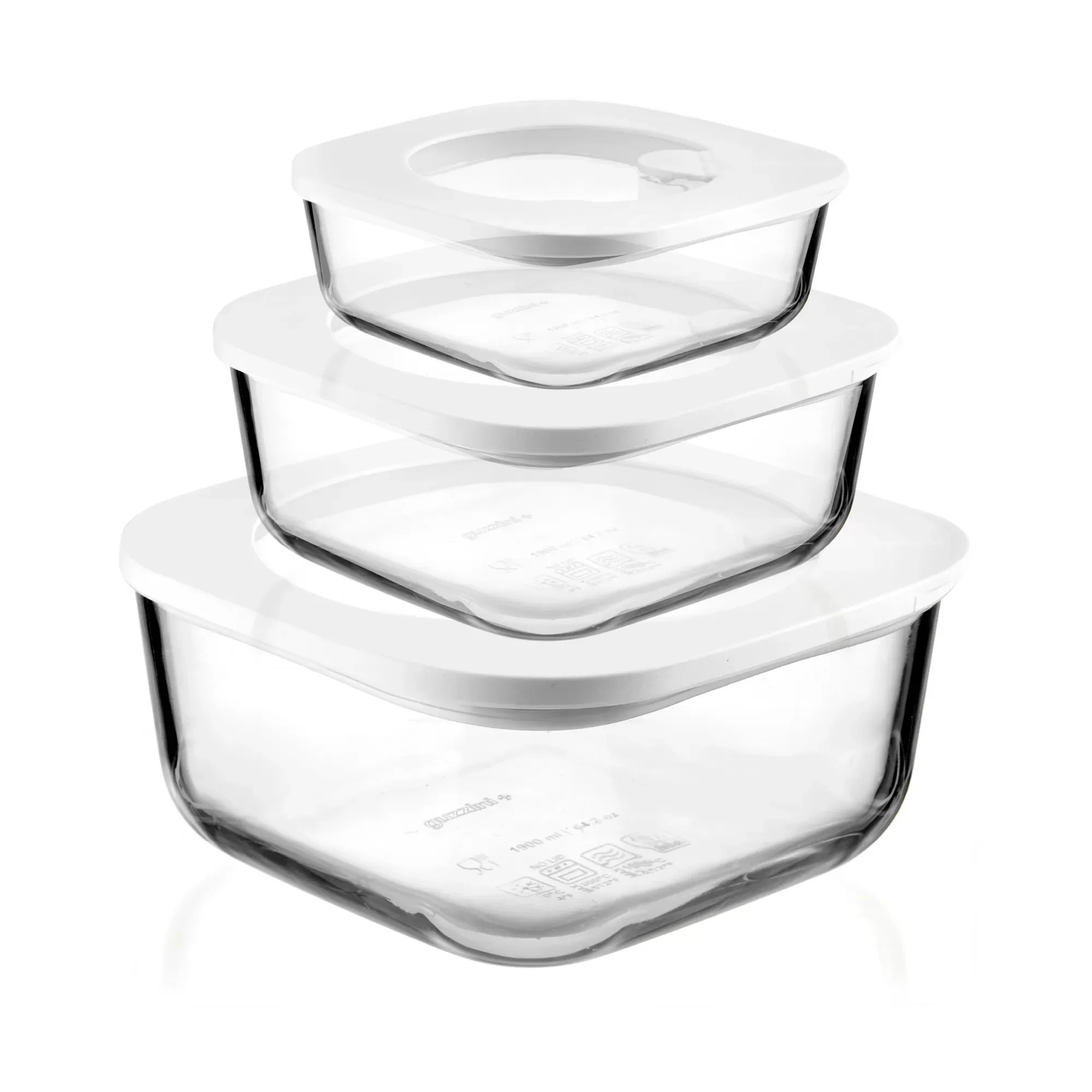 STORE&MORE GLASS Set of 3 hermetic glass containers for fridge/freezer/microwave oven - Inhomebuy