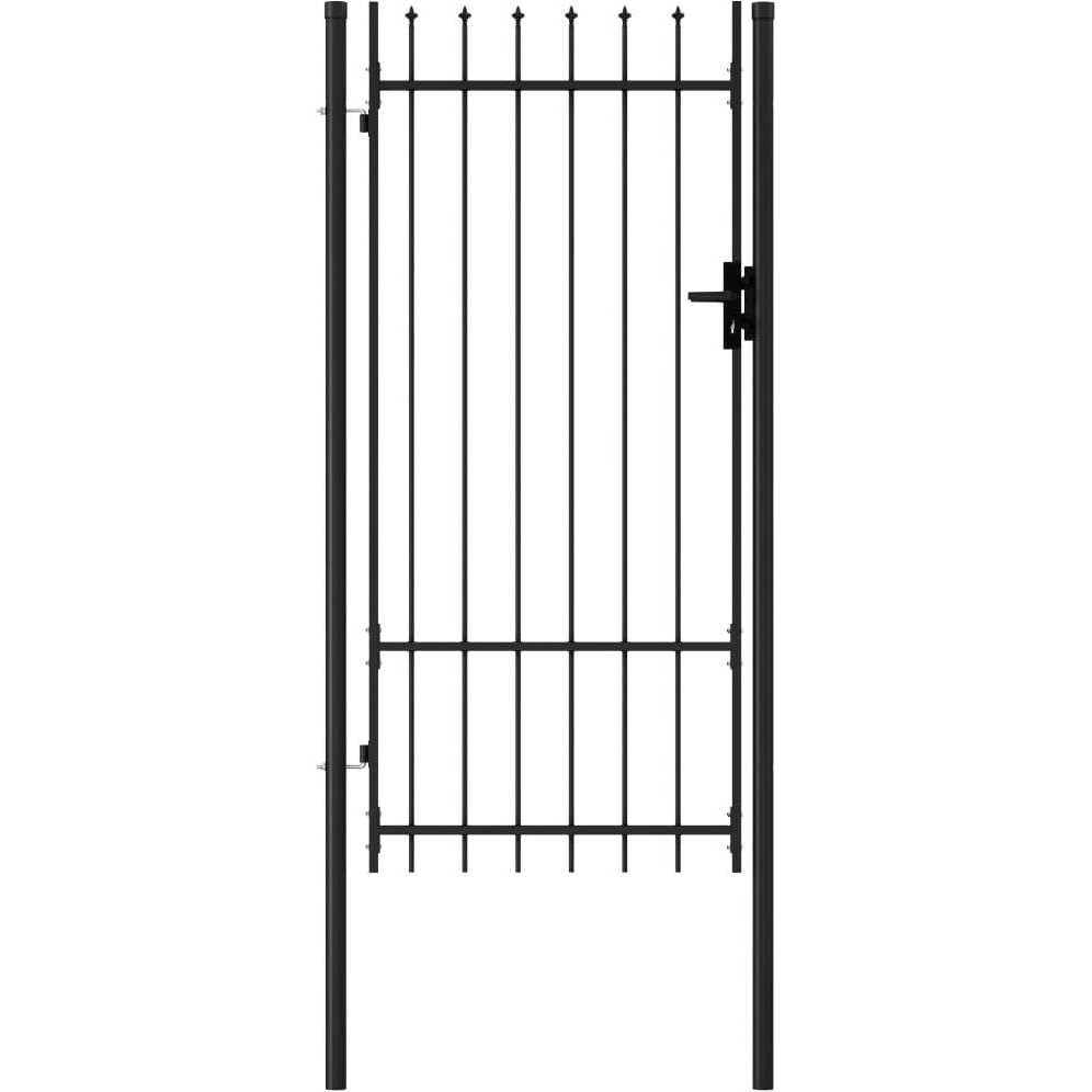 vidaXL Fence Gate Single Door with Spike Top Steel Black - Inhomebuy