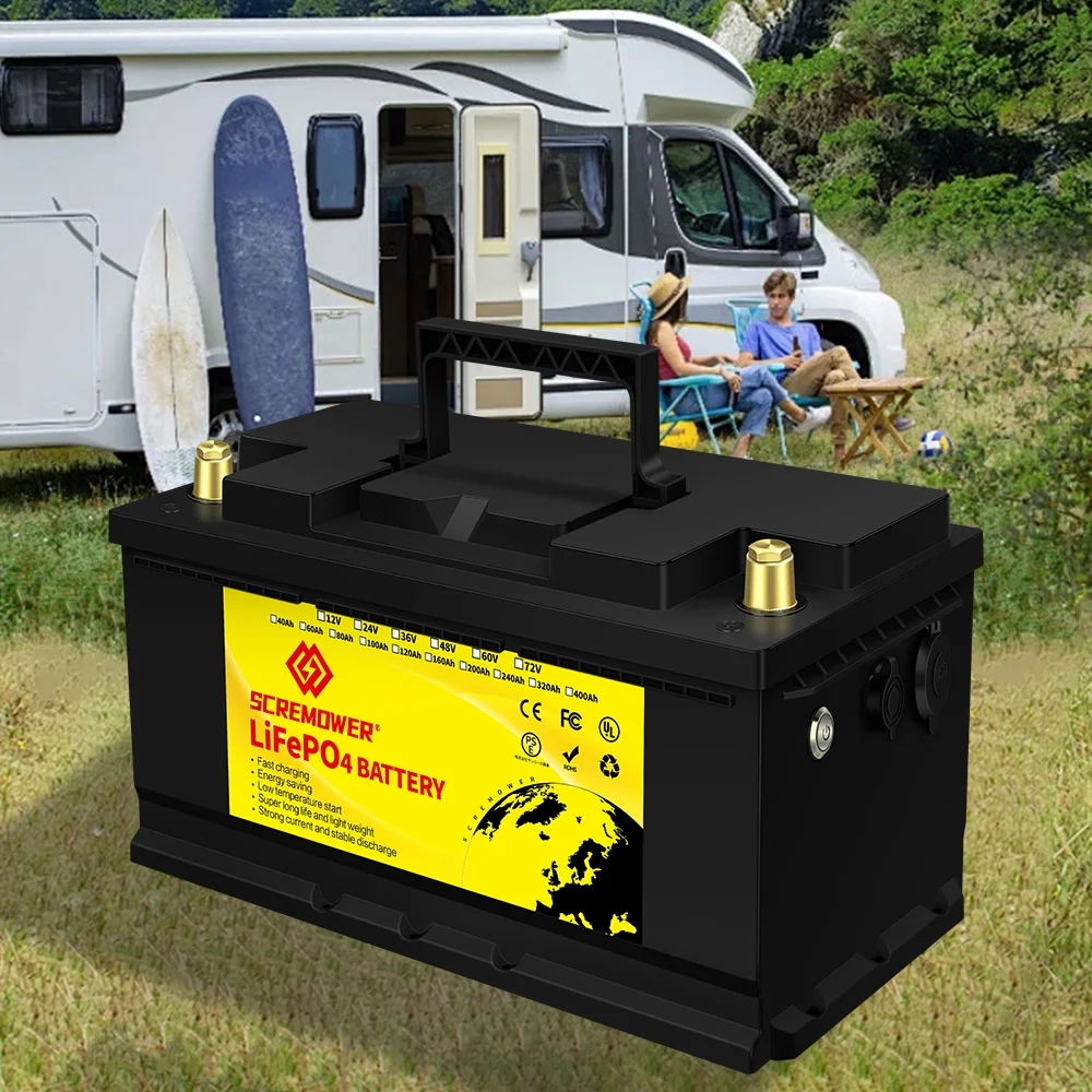 LiFePO4 Battery 12V 100Ah, 5000-15000 Deep Cycles Lithium Iron Battery with BMS for Campers RV Solar Golf Carts,  Backup Power,4S4P - Inhomebuy