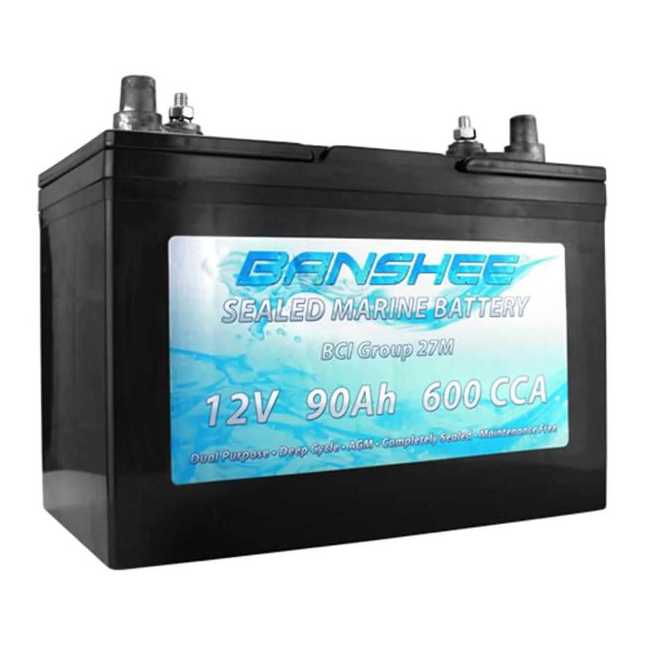 Banshee  Group 27 Sealed AGM Deep Cycle Dual Purpose Marine Battery - Inhomebuy