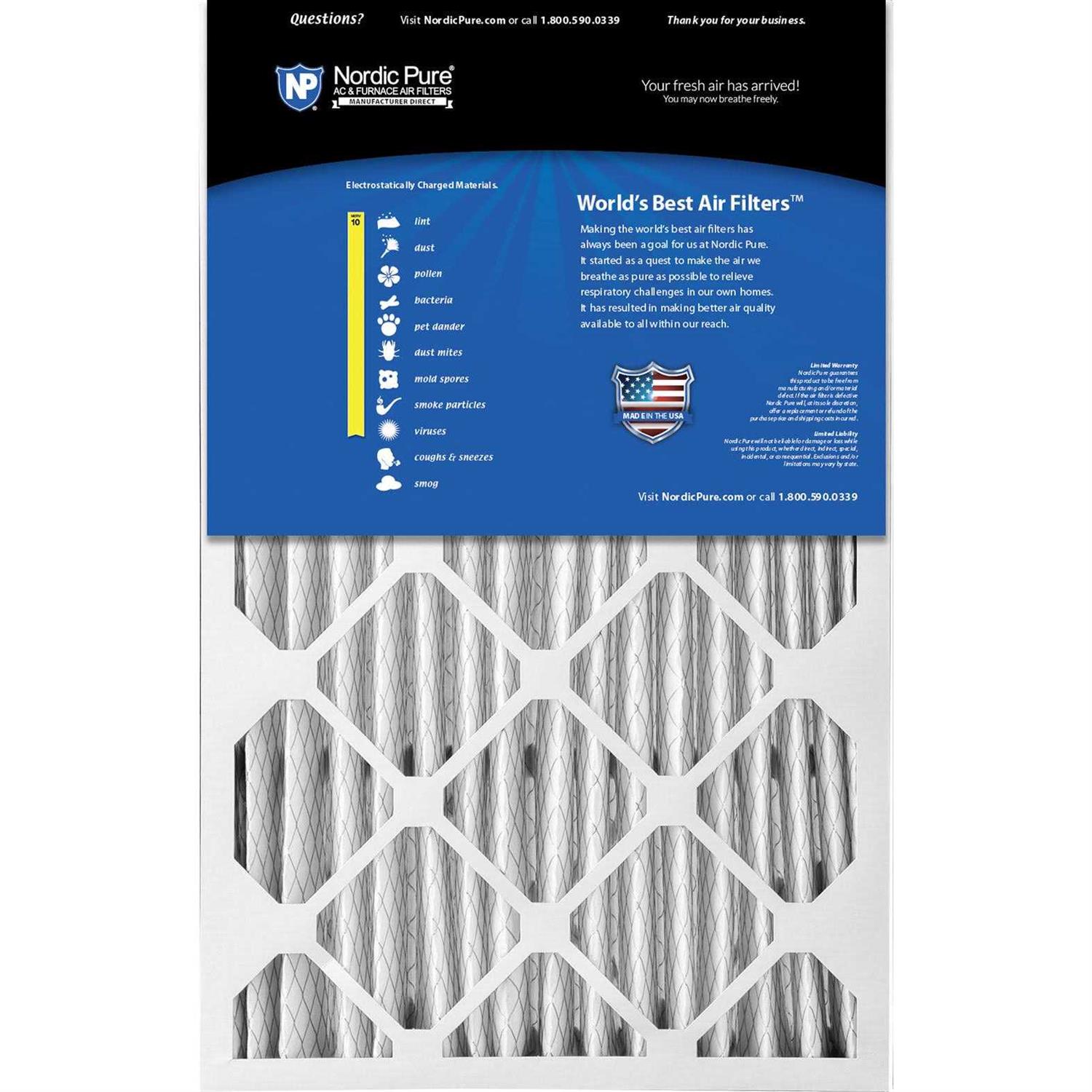Nordic Pure MERV Pleated Plus Carbon AC Furnace Air Filters - Inhomebuy
