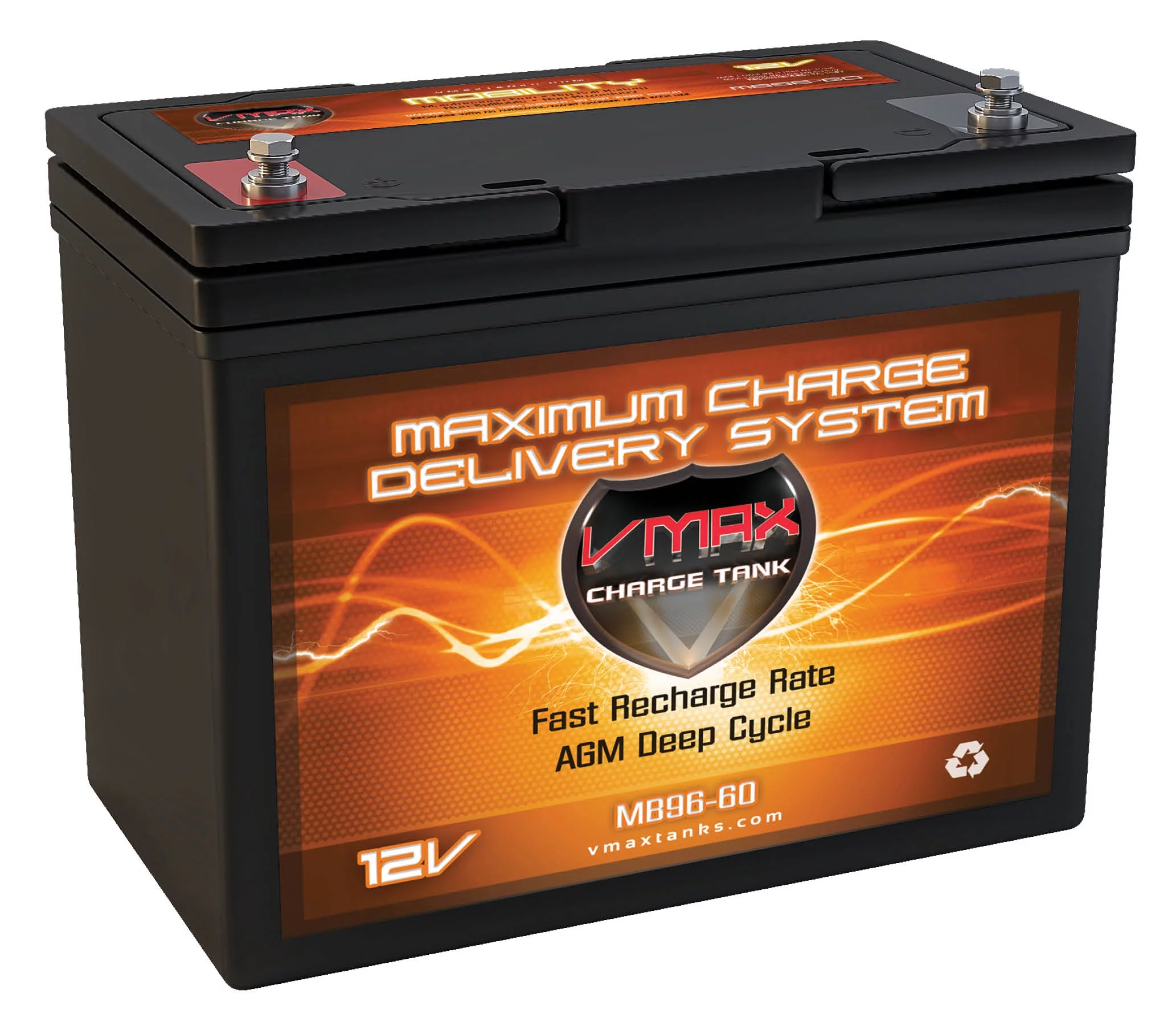 VMAXMB96 AGM Group 22 Deep Cycle Battery Replacement for Crown Embassy 12CE40 12V 60Ah Wheelchair Battery - Inhomebuy