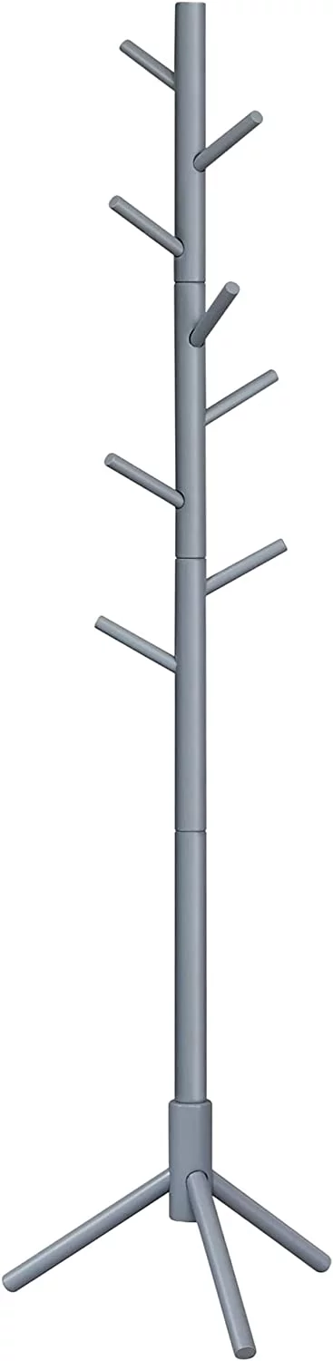 VASAGLE Coat Rack Solid Wood Free Standing Coat Rack Tree-Shaped Coat Rack with 8 Hooks for Clothes Hats Bags for Living Room Bedroom Dark Walnut - Inhomebuy