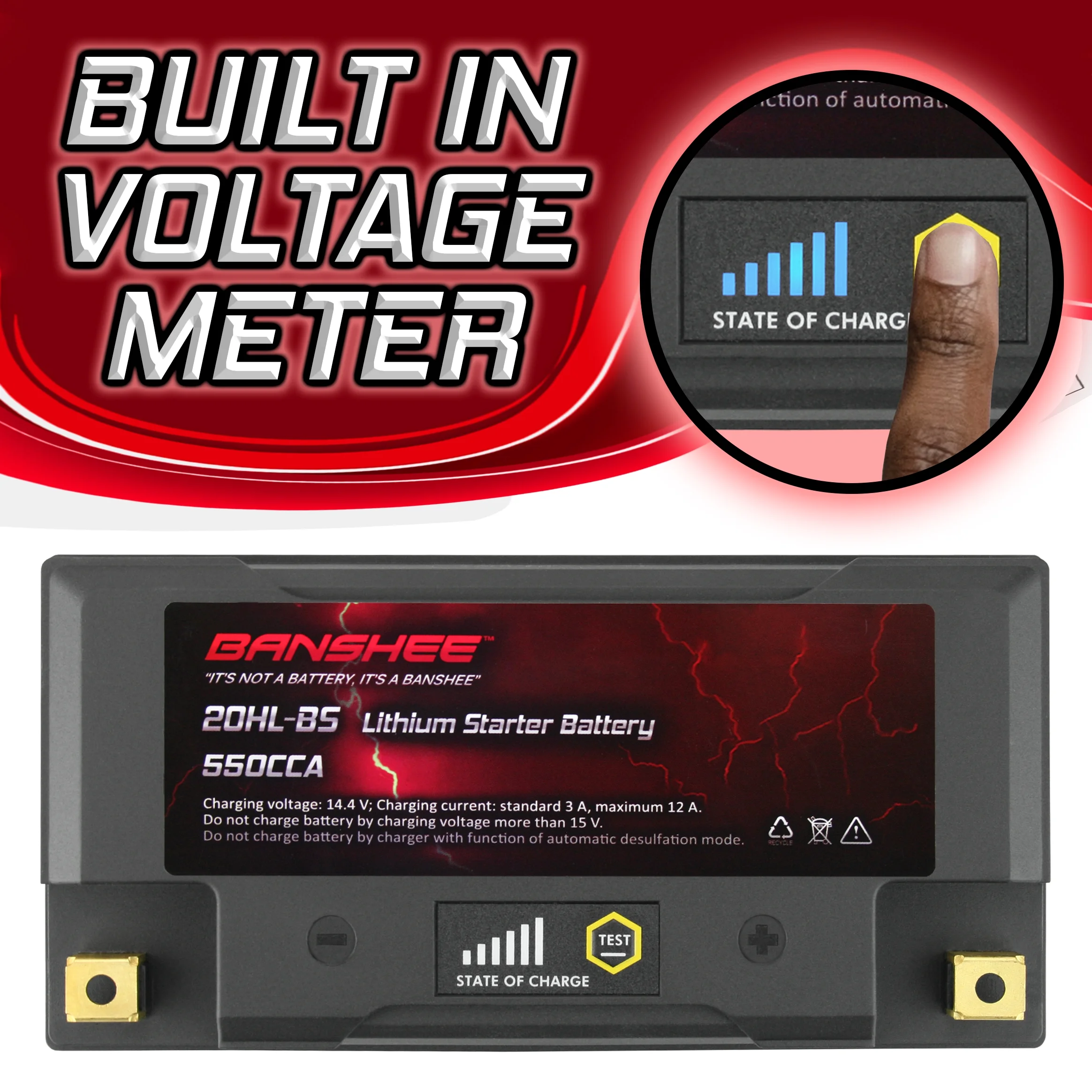 Banshee Featherweight Lithium Ion Battery Replaces YTX20HL-BS YTX20L-BS - Inhomebuy