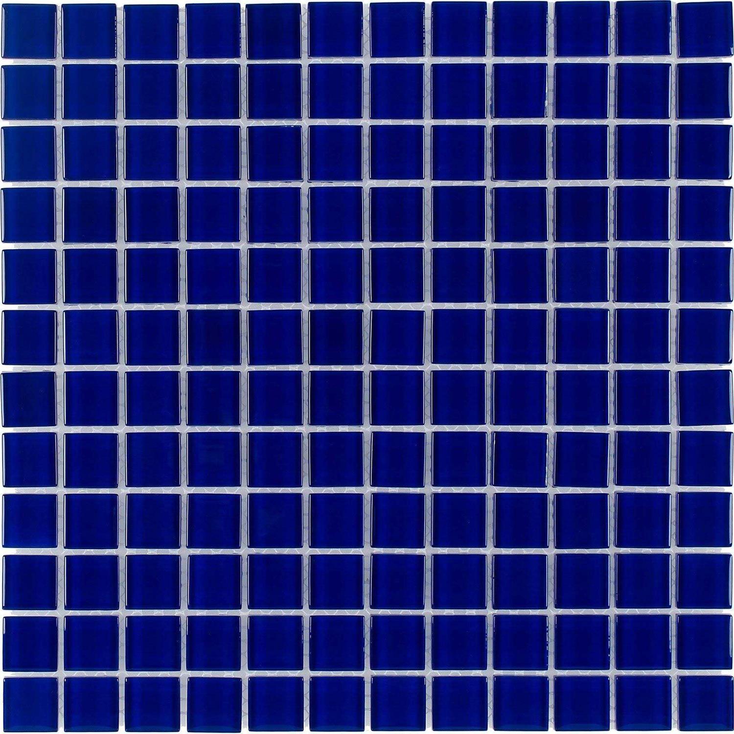 Mosaic Tile Outlet MTO0295 Classic 1X1 Stacked Squares Cobalt Blue Glossy Glass Mosaic Tile - Inhomebuy