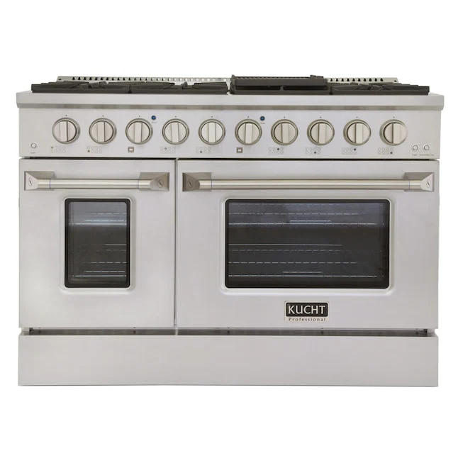 Kucht Professional 48 in. 6.7 cu ft. Natural Gas Range with Silver Knobs, KNG481-S - Inhomebuy