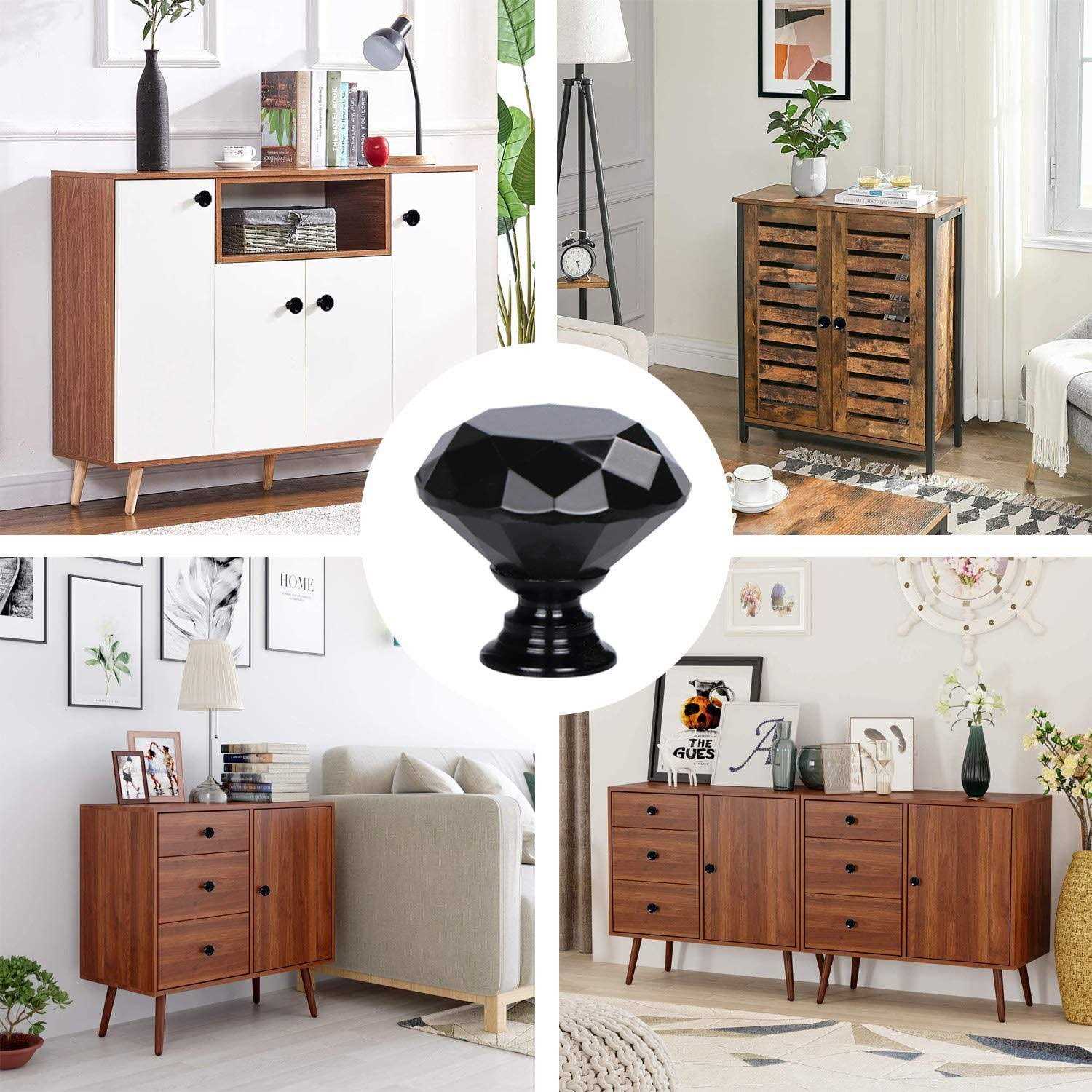 Yourgift Drawer Knobs Diamond Shaped Crystal Glass 30mm Cabinet Knobs Pull Handles - Inhomebuy