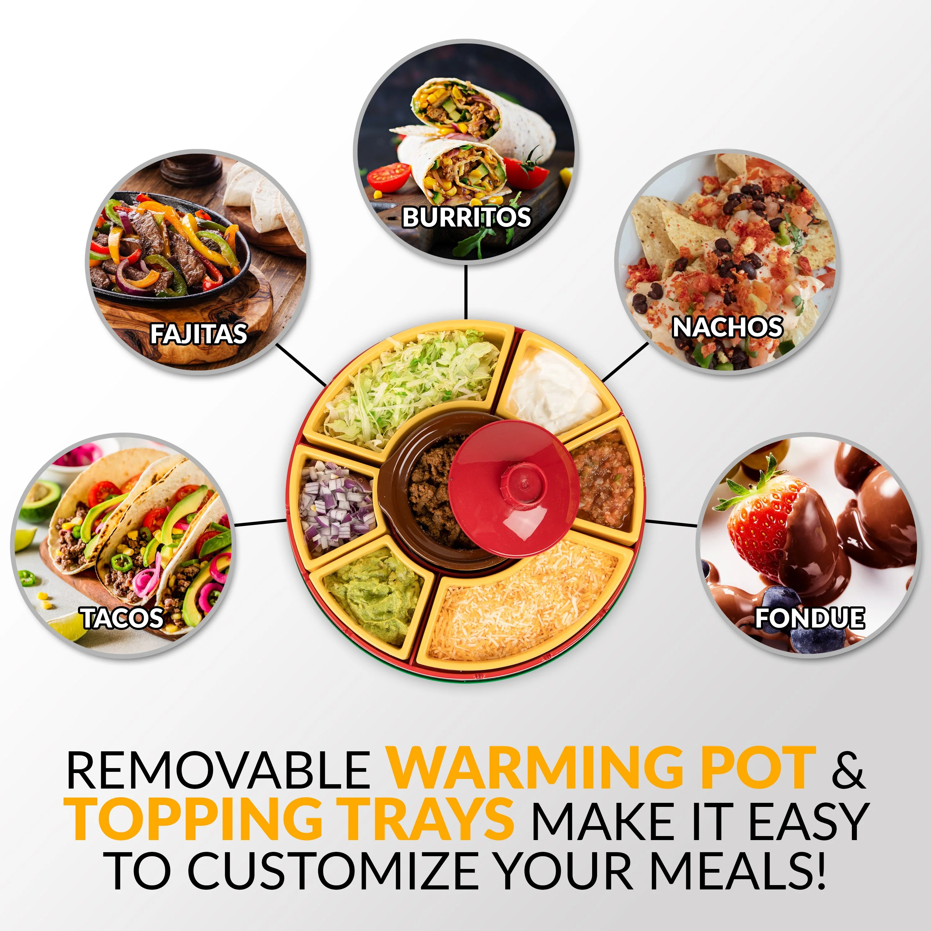 Taco Tuesday Heated Lazy Susan Taco Bar - Inhomebuy