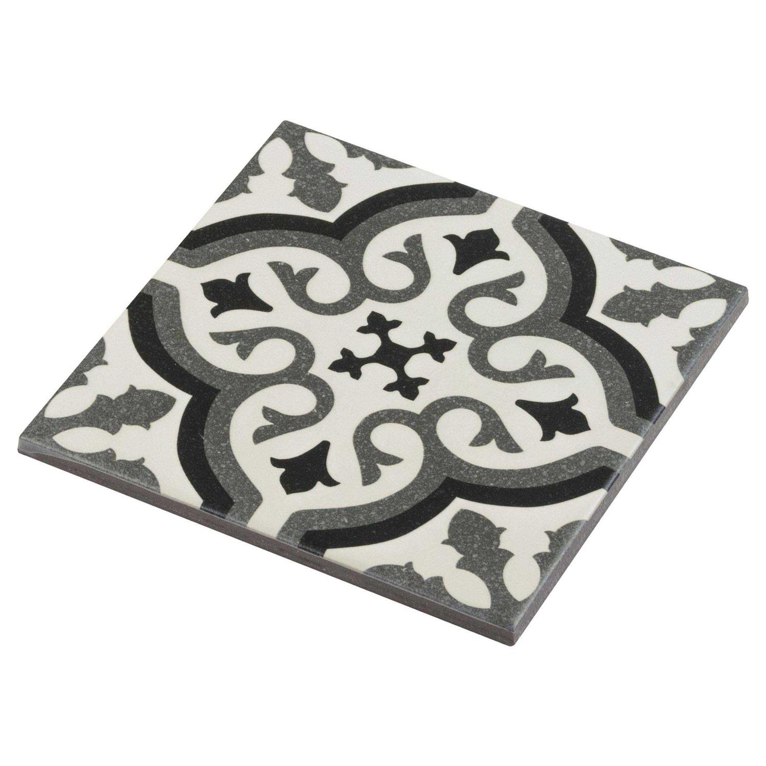 Mosaic Tile Outlet Deco Patterned Black Gray White Matte Porcelain Tile - Inhomebuy