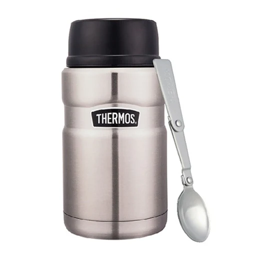 Thermos Stainless King Food Jar |SK3021SBK| 710ml, with Spoon, Black & Stainless Steel - Inhomebuy